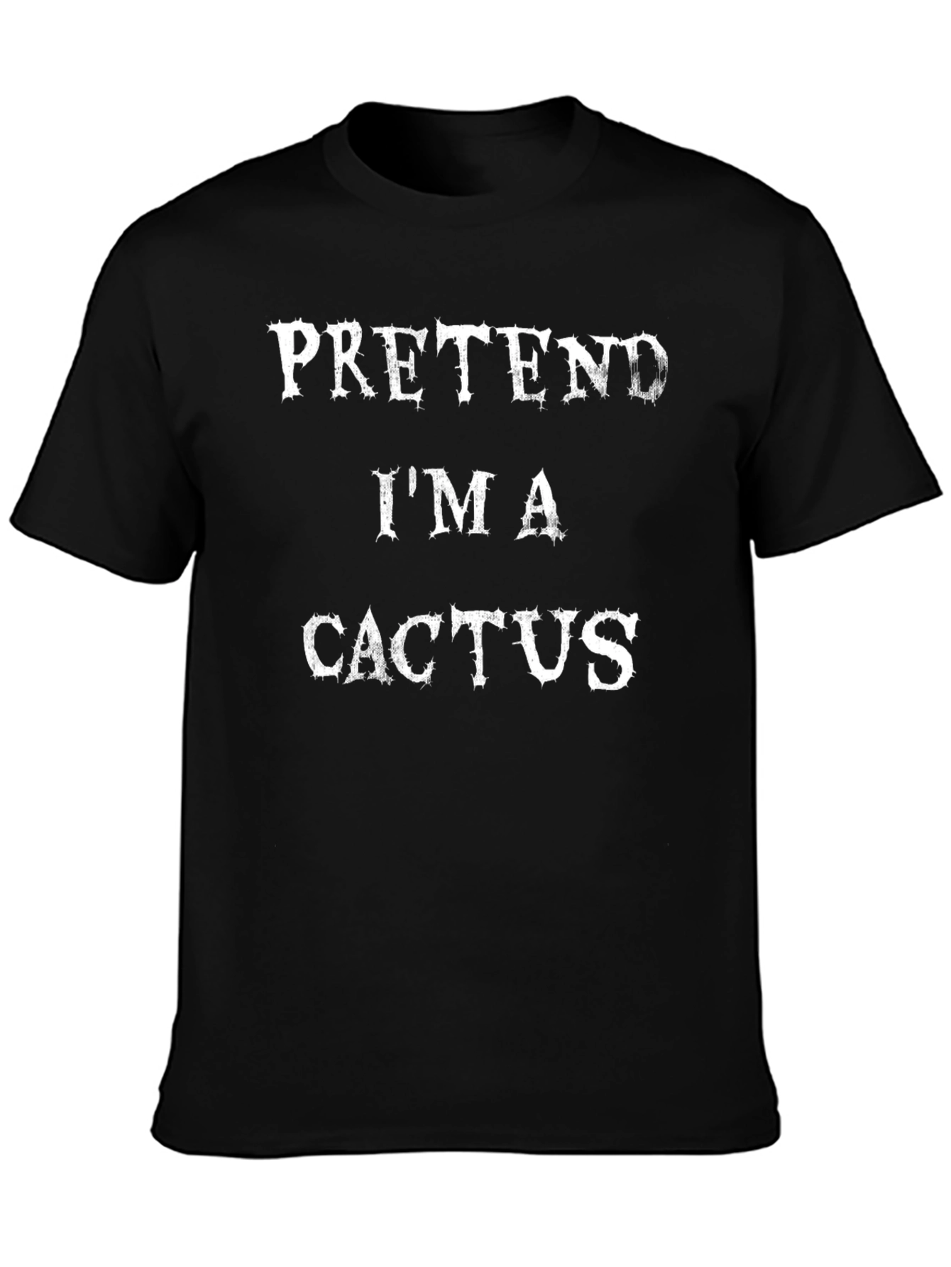 Black Pretend I'm a Cactus T-Shirt - Funny Costume Party Tee view 3