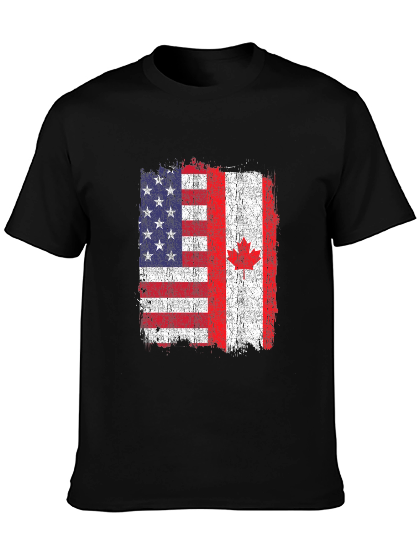 Black USA Canada Flag Graphic T-Shirt view 3
