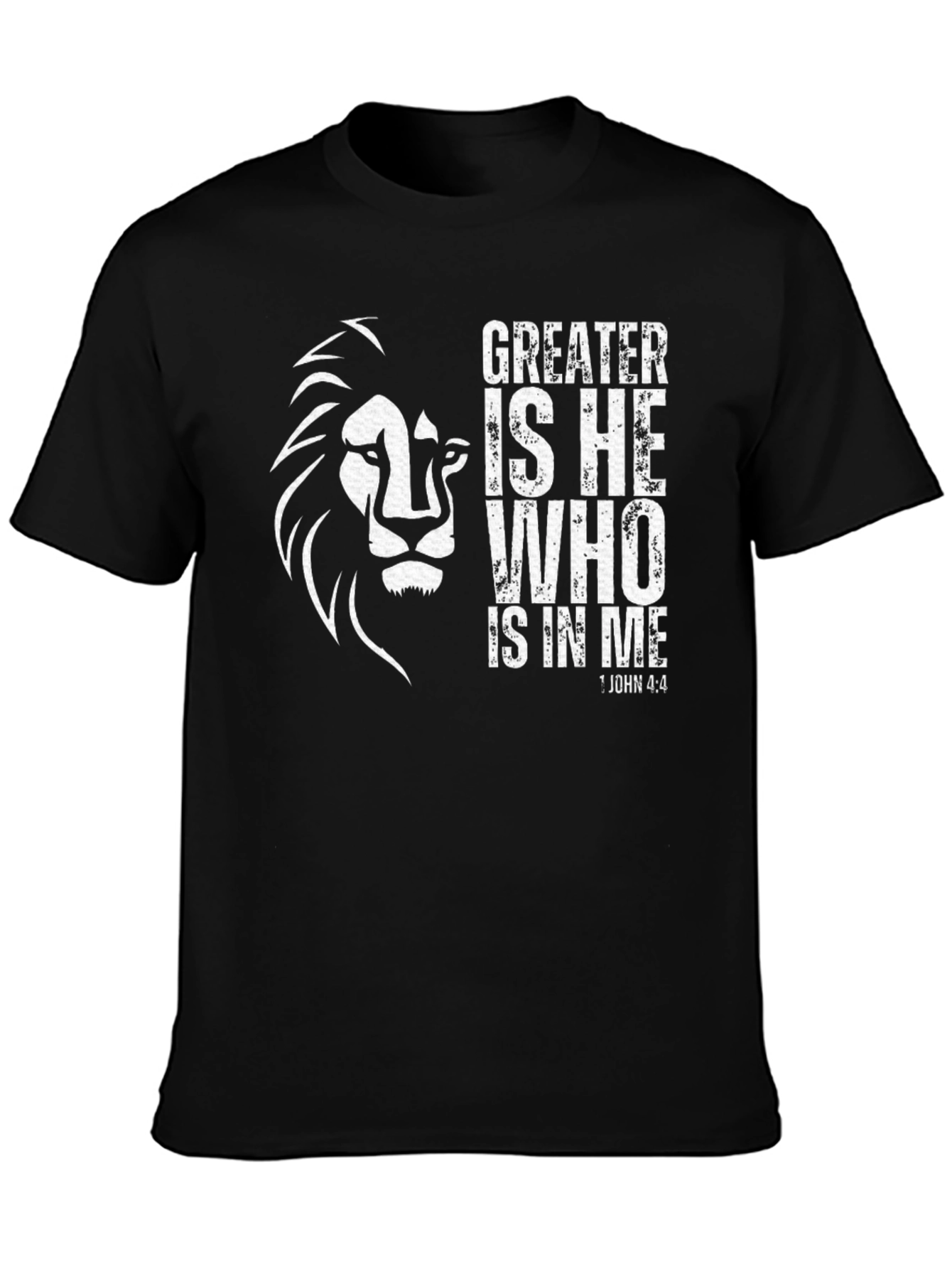 Black Greater Is He Lion Graphic T-Shirt view 3