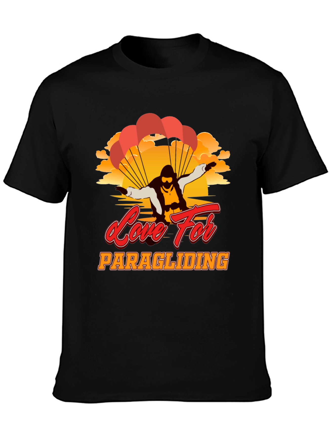 Black Paragliding Love Graphic Tee | Adventure Seeker Shirt view 3