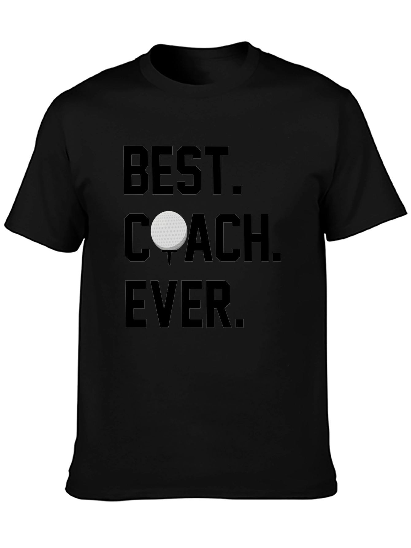 Black Best Coach Ever Golf Ball T-Shirt view 3