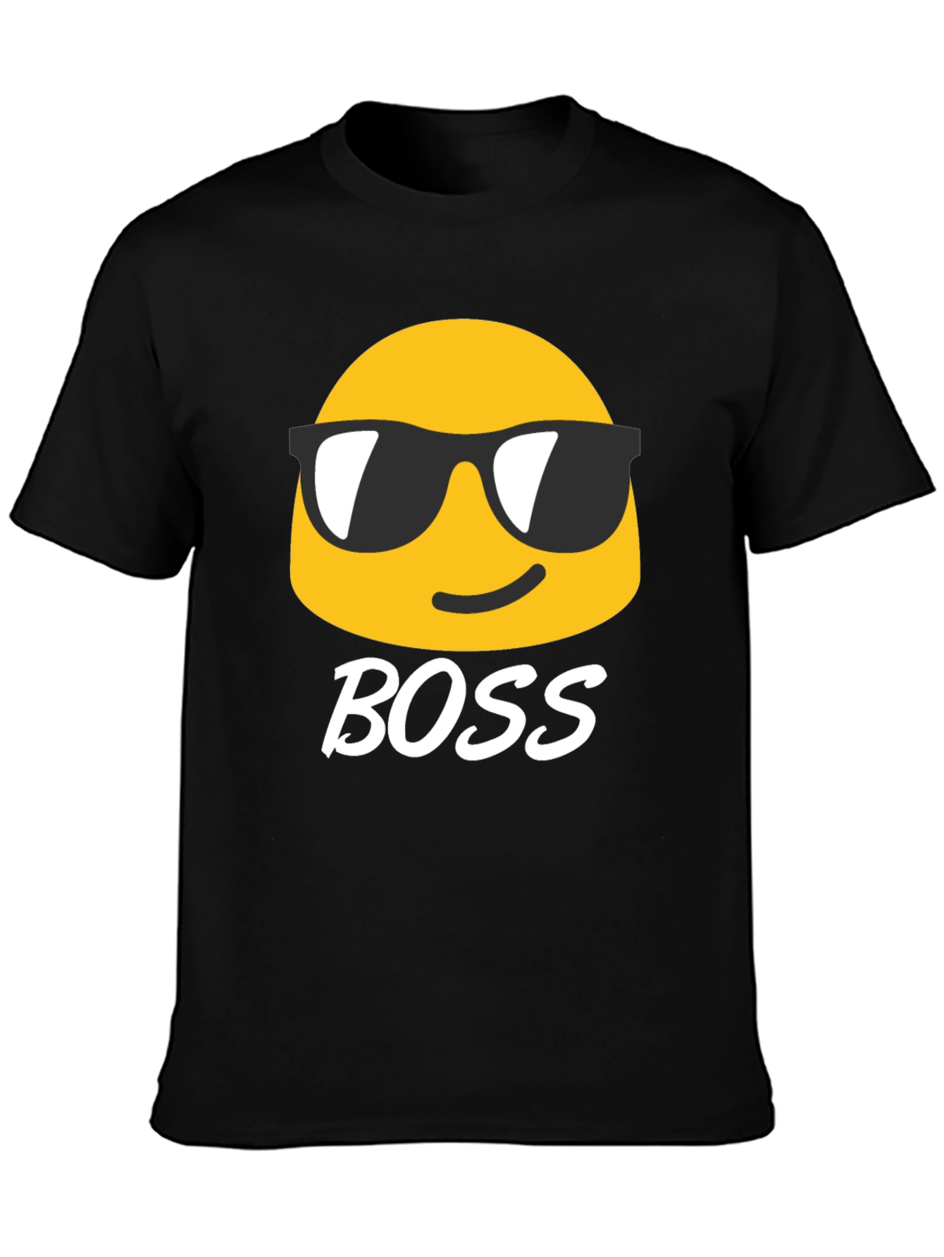 Black Cool Emoji Boss Black T-Shirt view 3