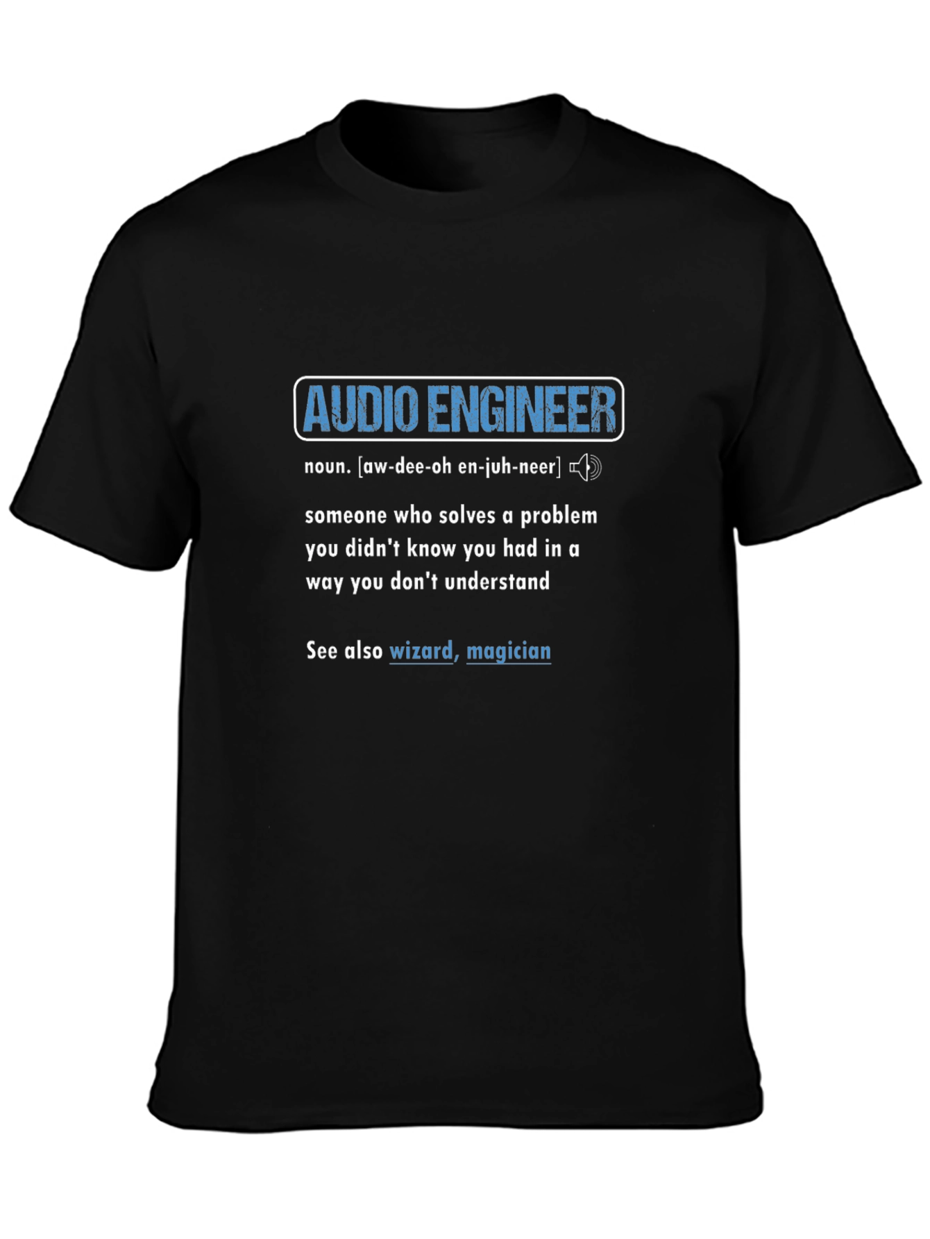 Black Audio Engineer Definition Graphic T-Shirt view 3