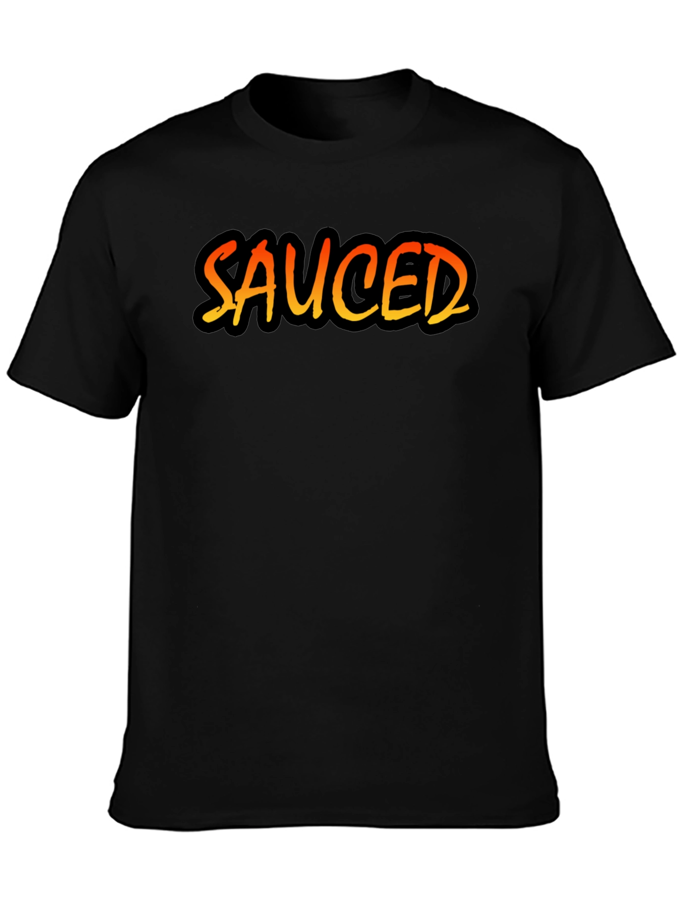 Black Sauced Graphic Tee - Black Cotton Blend T-Shirt view 3