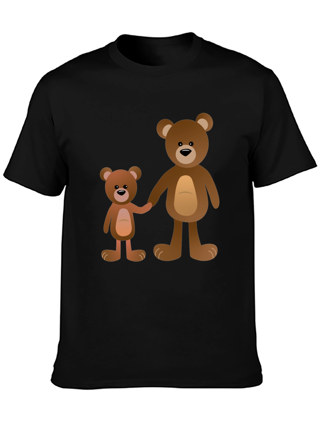 Black Cute Teddy Bear Family Black T-Shirt view 3