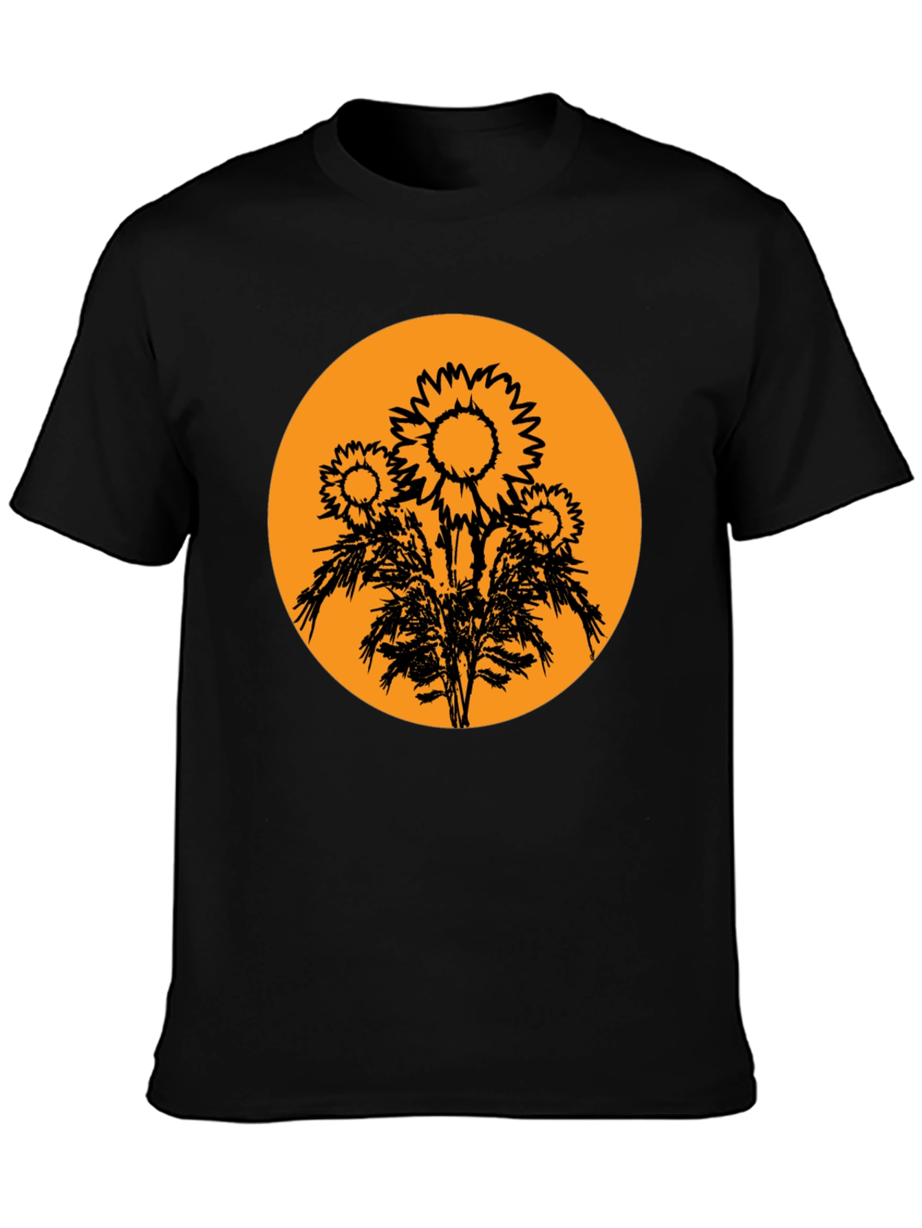 Black Sunflower Graphic Tee - Black Cotton T-Shirt view 3