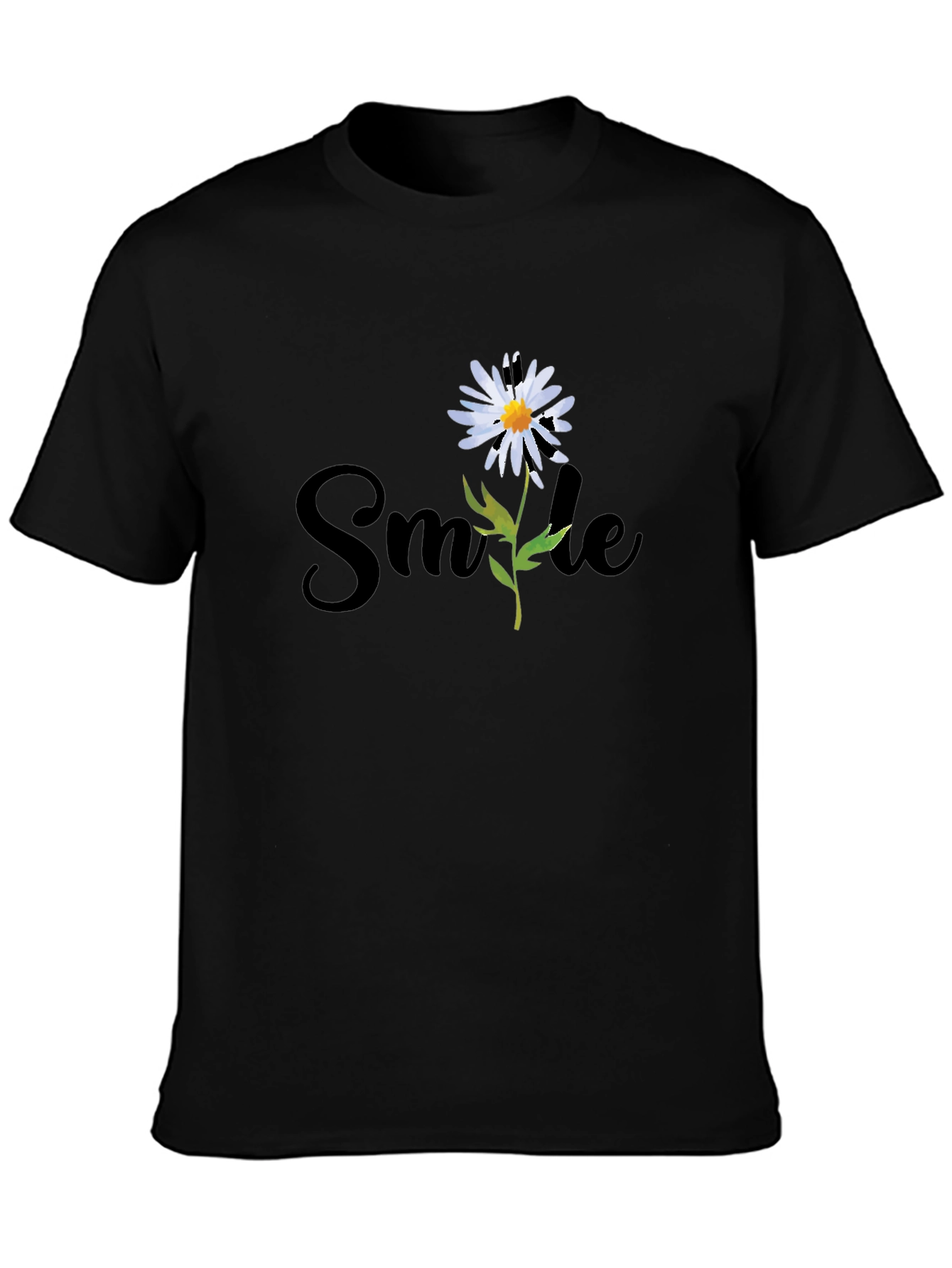 Black Smile Daisy Graphic Tee - Black view 3