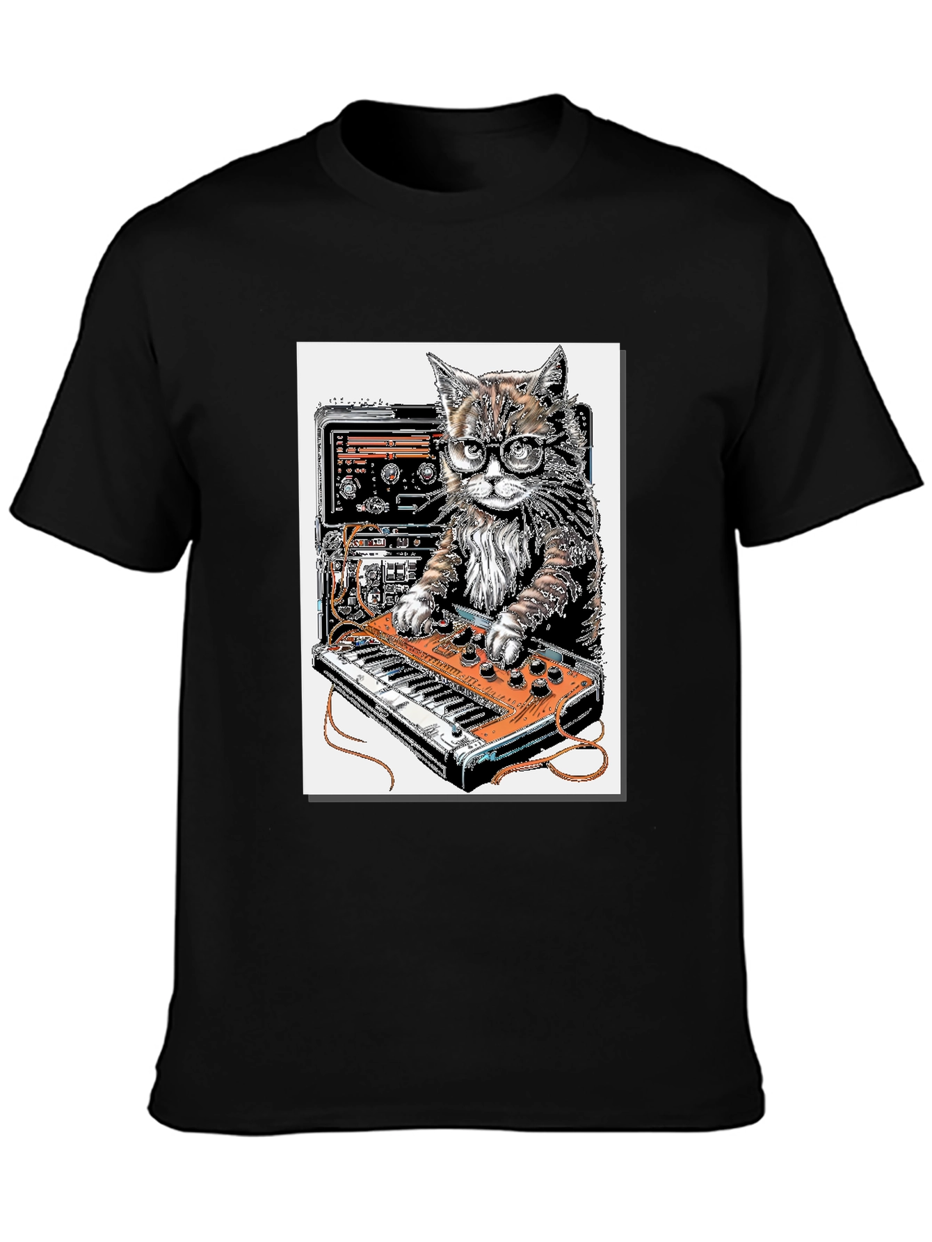 Black Cool Cat DJ Graphic T-Shirt view 3