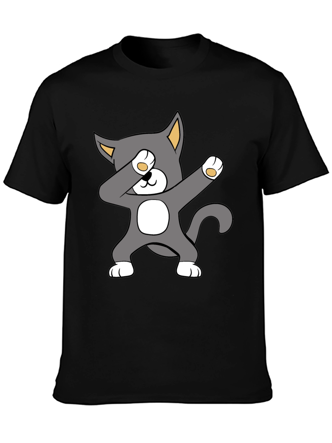 Black Dabbing Cat Graphic Tee - Trendy Style view 3