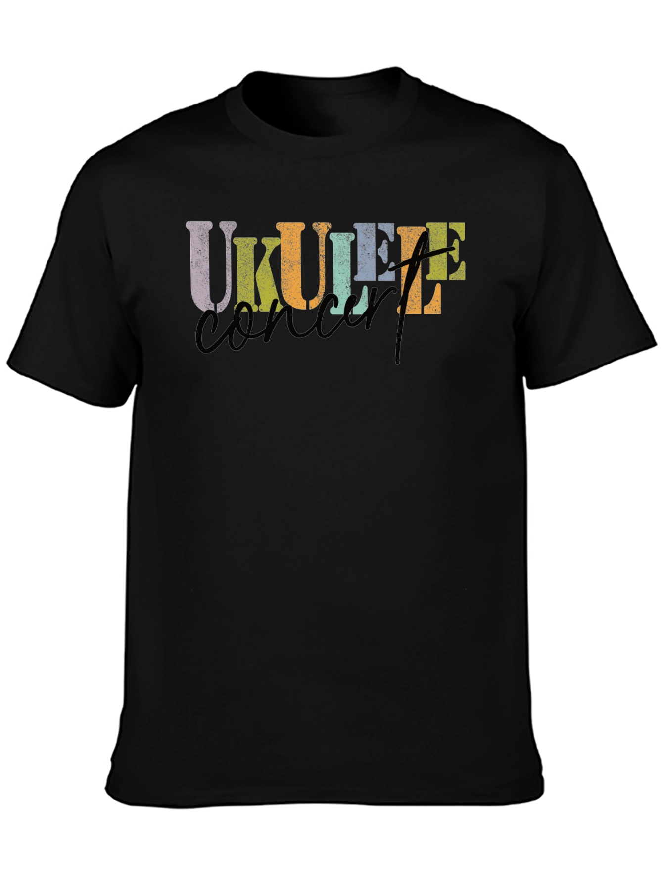 Black Ukulele Concert Black T-Shirt view 3