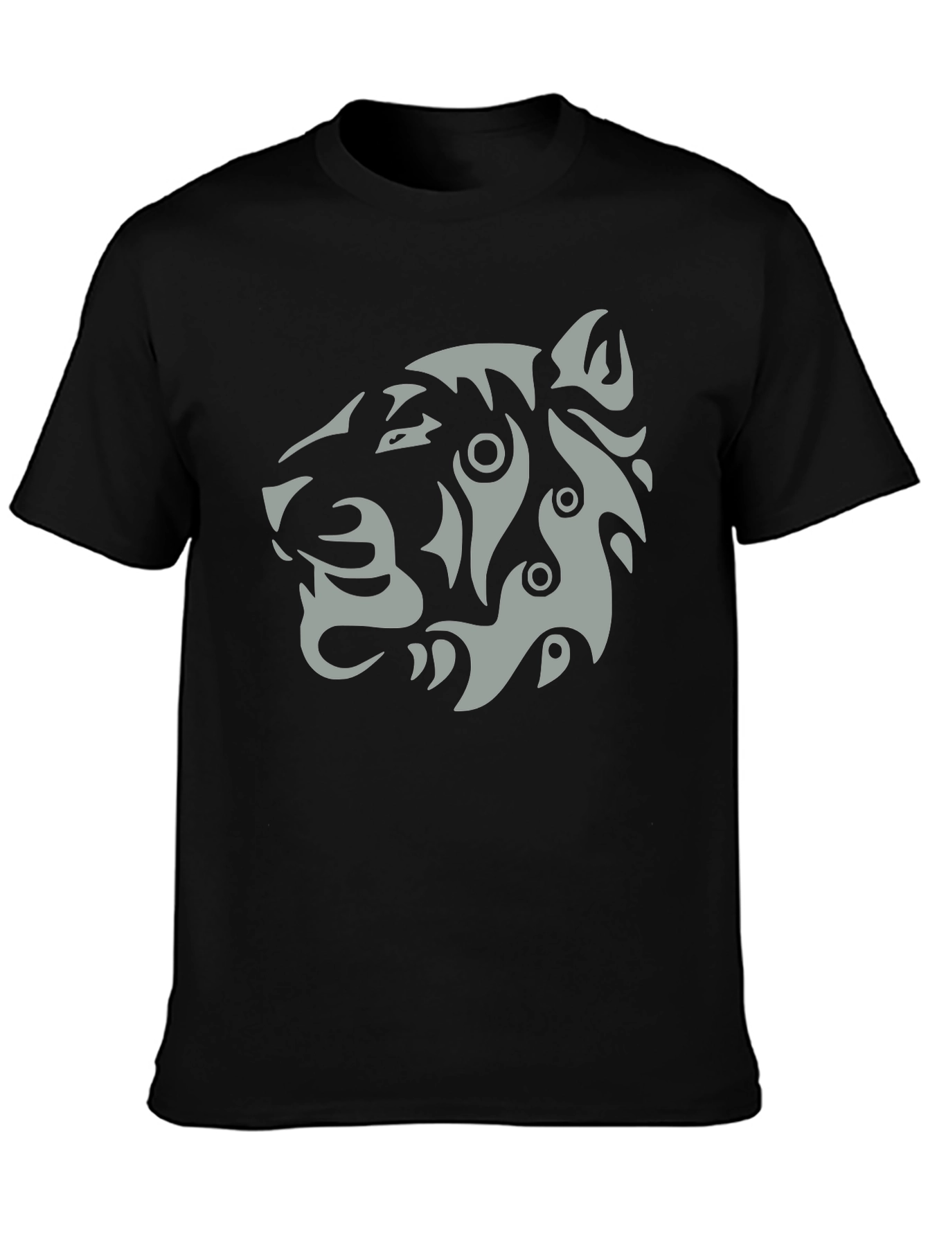 Black Tribal Tiger Graphic T-Shirt - Stylish Men's Tee view 3