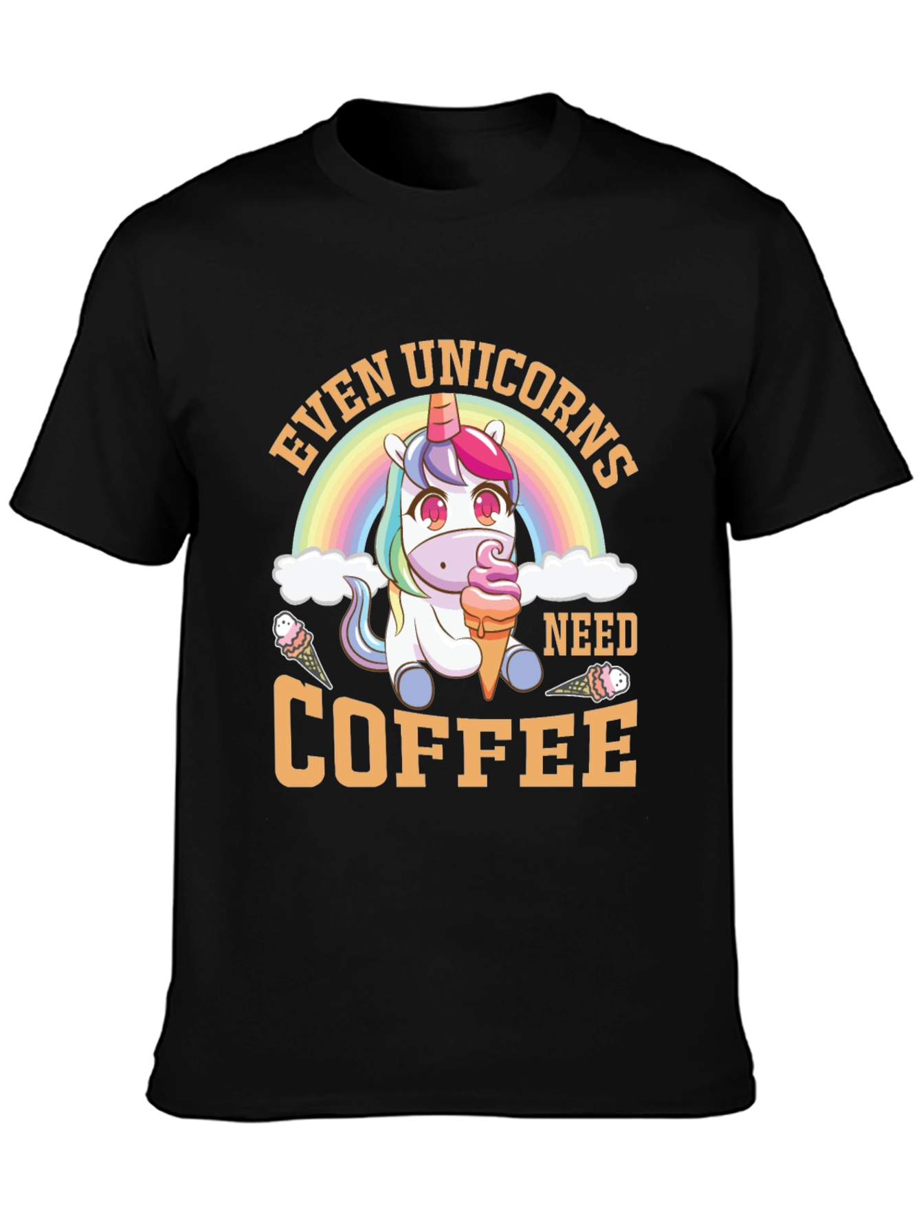 Black Unicorn Coffee T-Shirt: Even Unicorns Need Coffee view 3