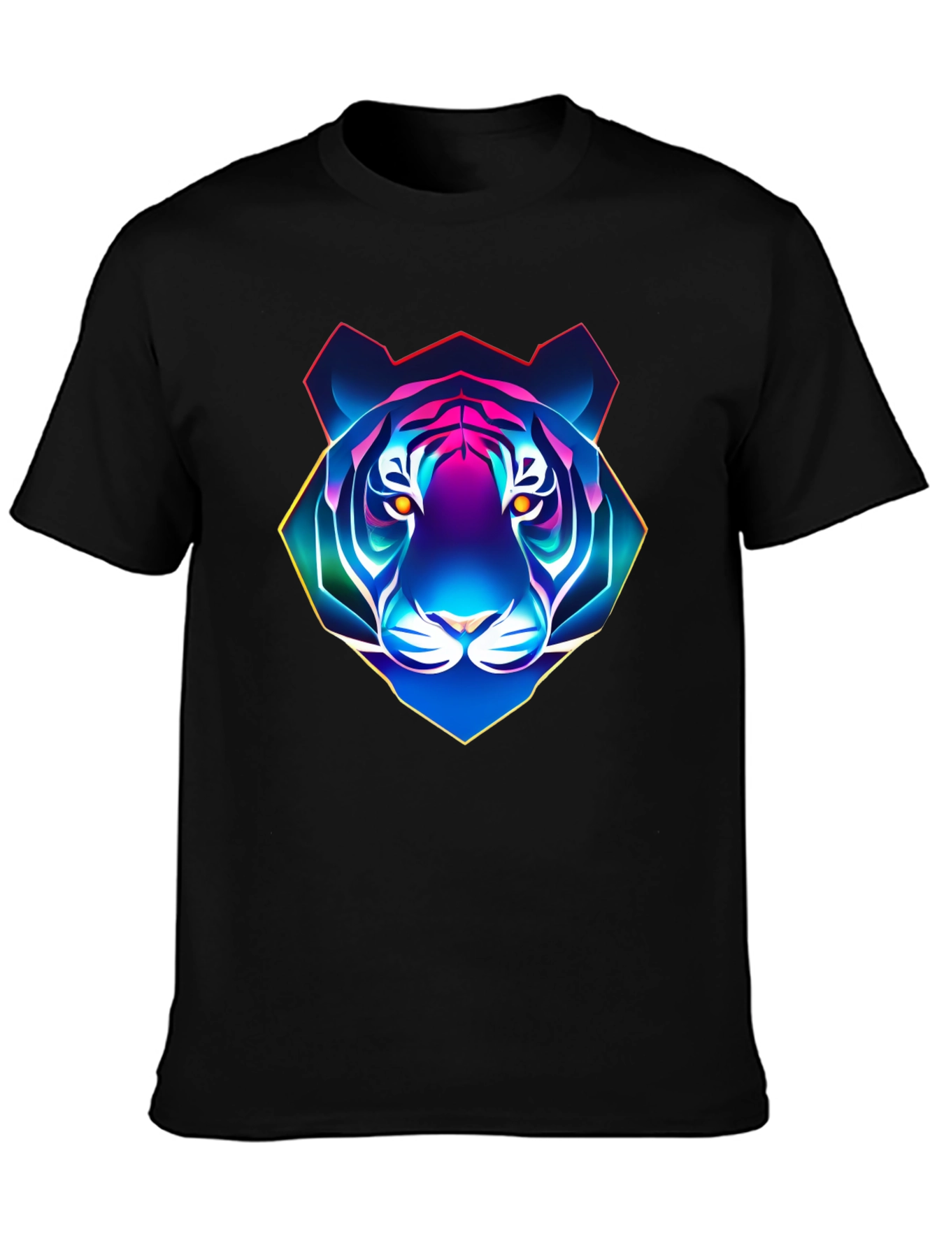 Black Neon Tiger Graphic T-Shirt - Men's Black Tee view 3
