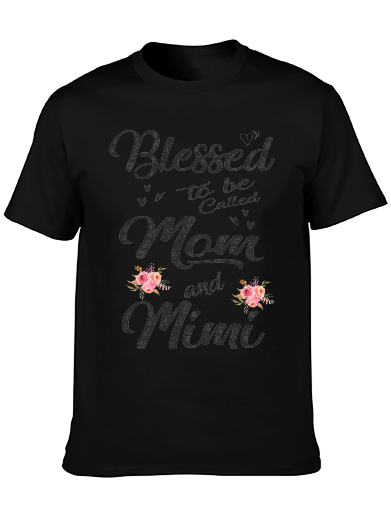 Black Blessed Mom and Mimi Floral Graphic Tee view 3