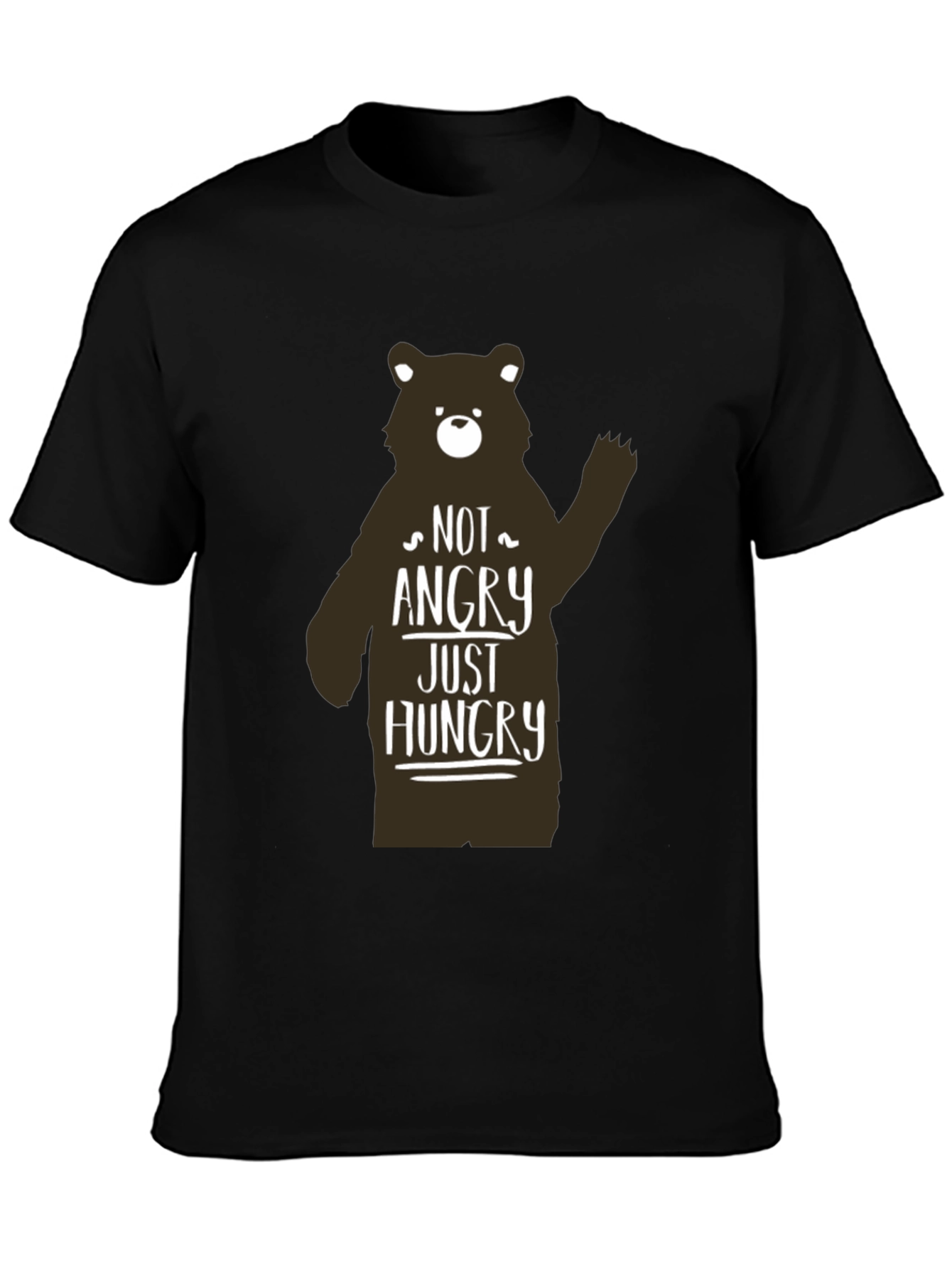 Black Not Angry Just Hungry Bear Graphic T-Shirt view 3