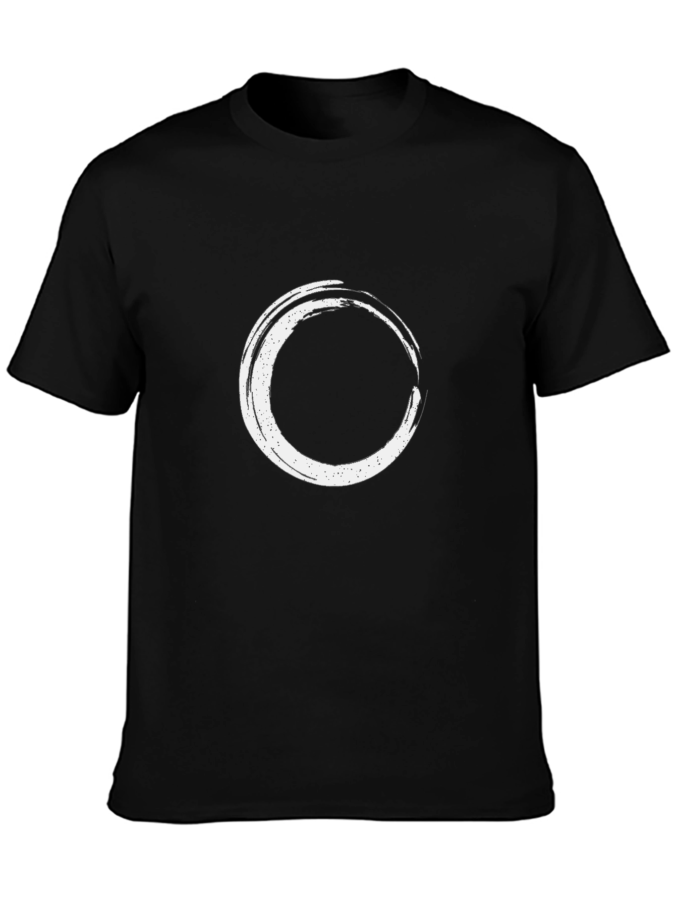 Black Men's Black T-Shirt with White Circle Graphic view 3