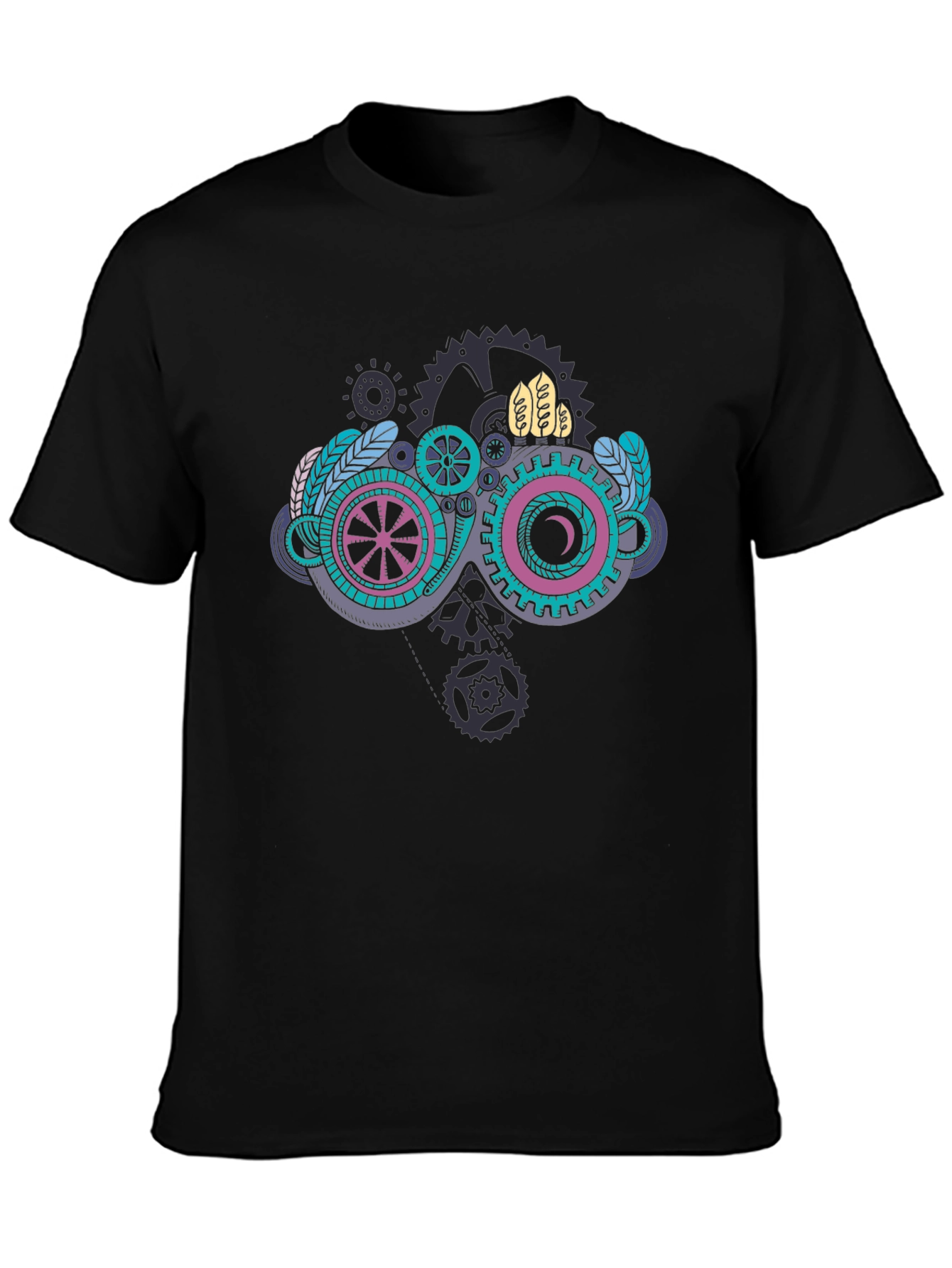 Black Steampunk Goggles Graphic Black T-Shirt view 3