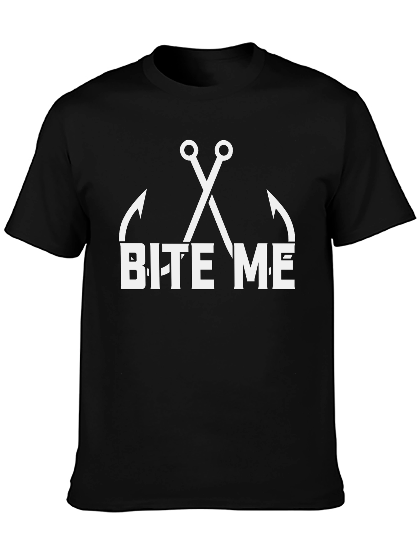 Black Bite Me Fishing Hook T-Shirt - Funny Angler Tee view 3