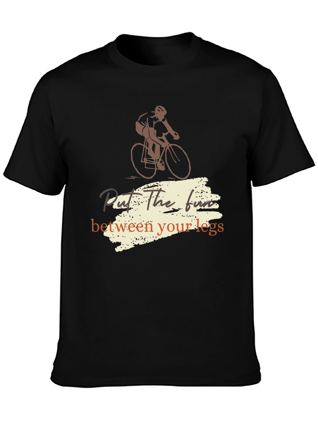 Black Cycling Fun Tee - "Put the Fun Between Your Legs" Shirt view 3