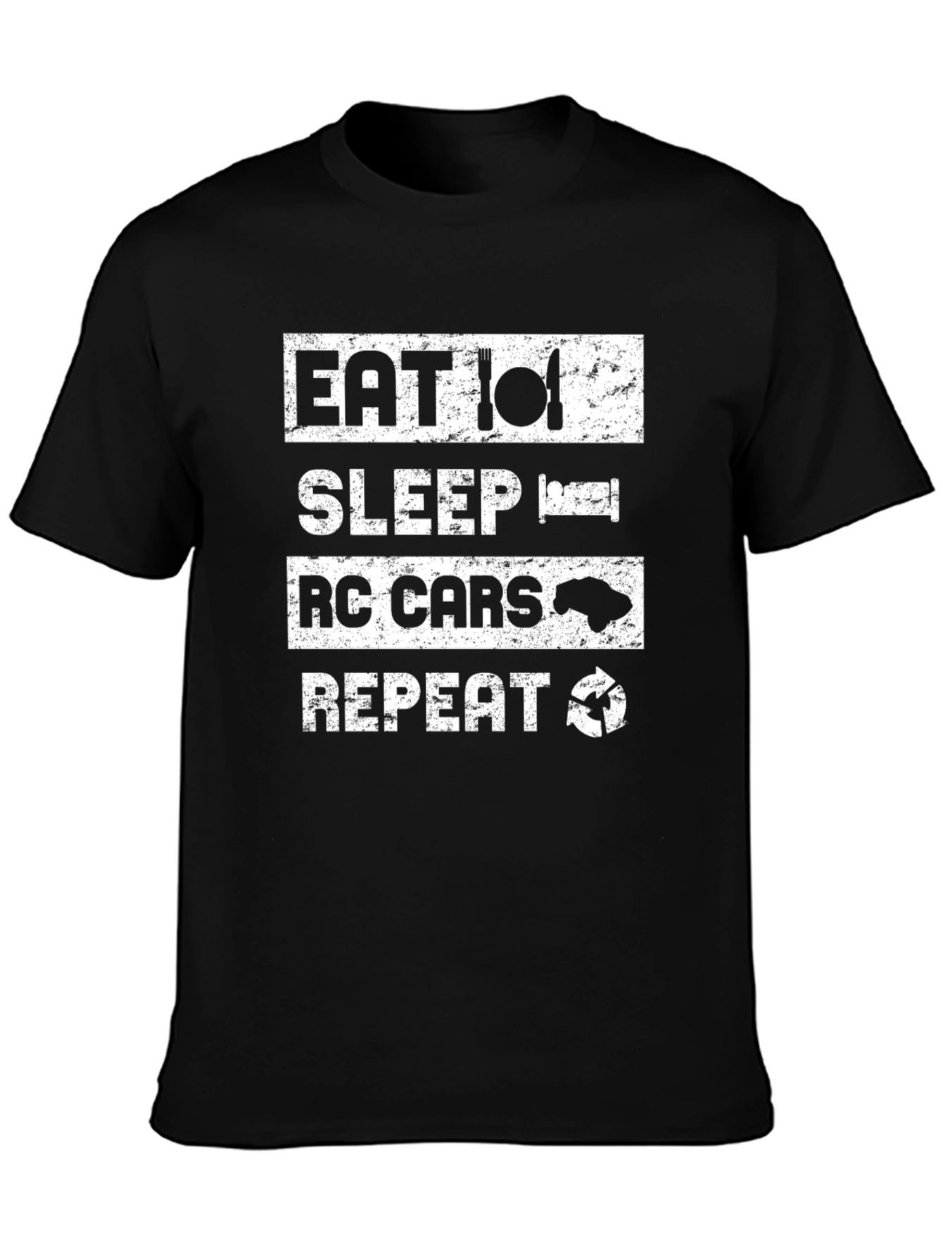 Black Eat Sleep RC Cars Repeat Black T-Shirt view 3