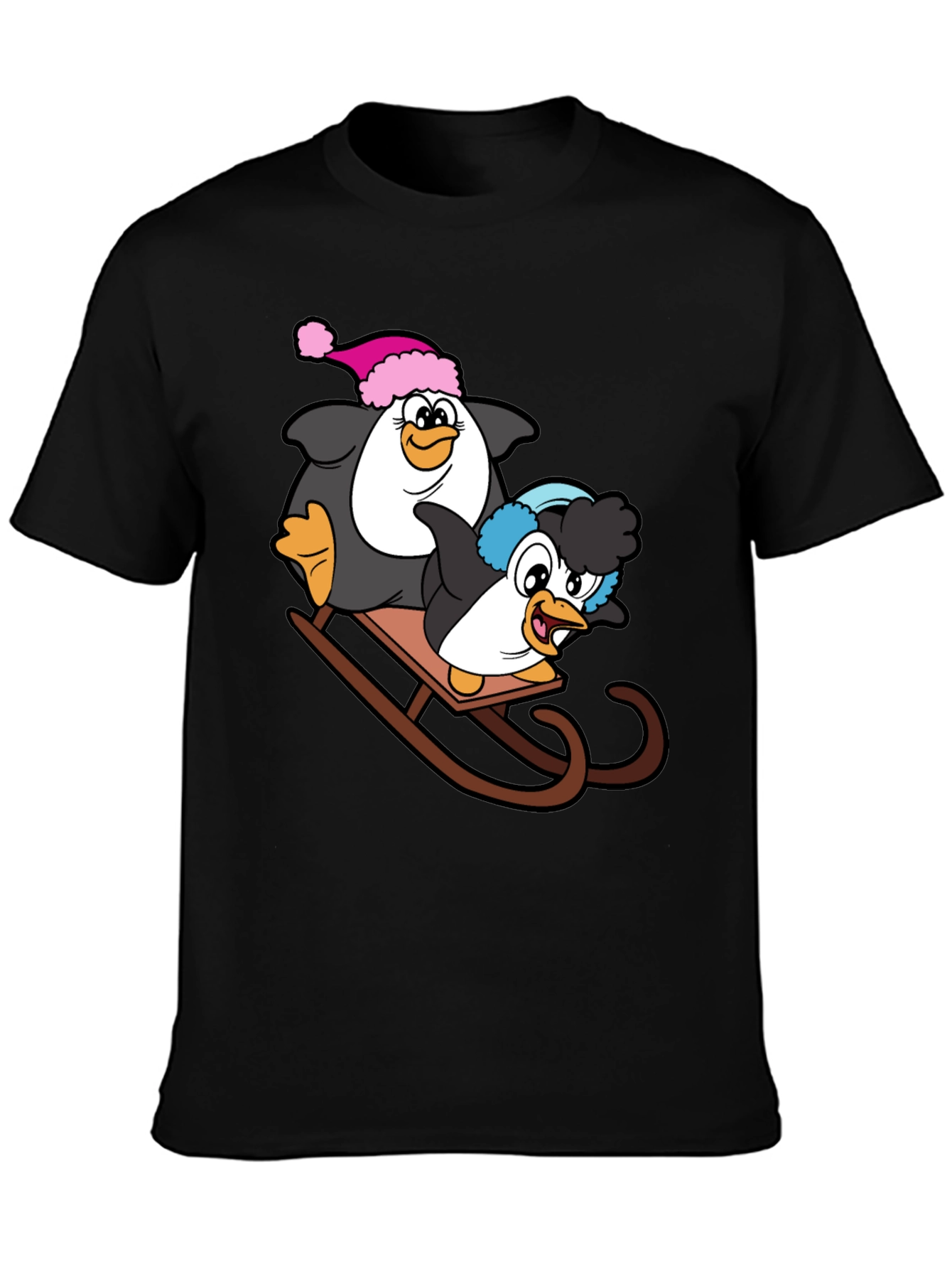 Black Penguin Sledding Graphic Tee view 3