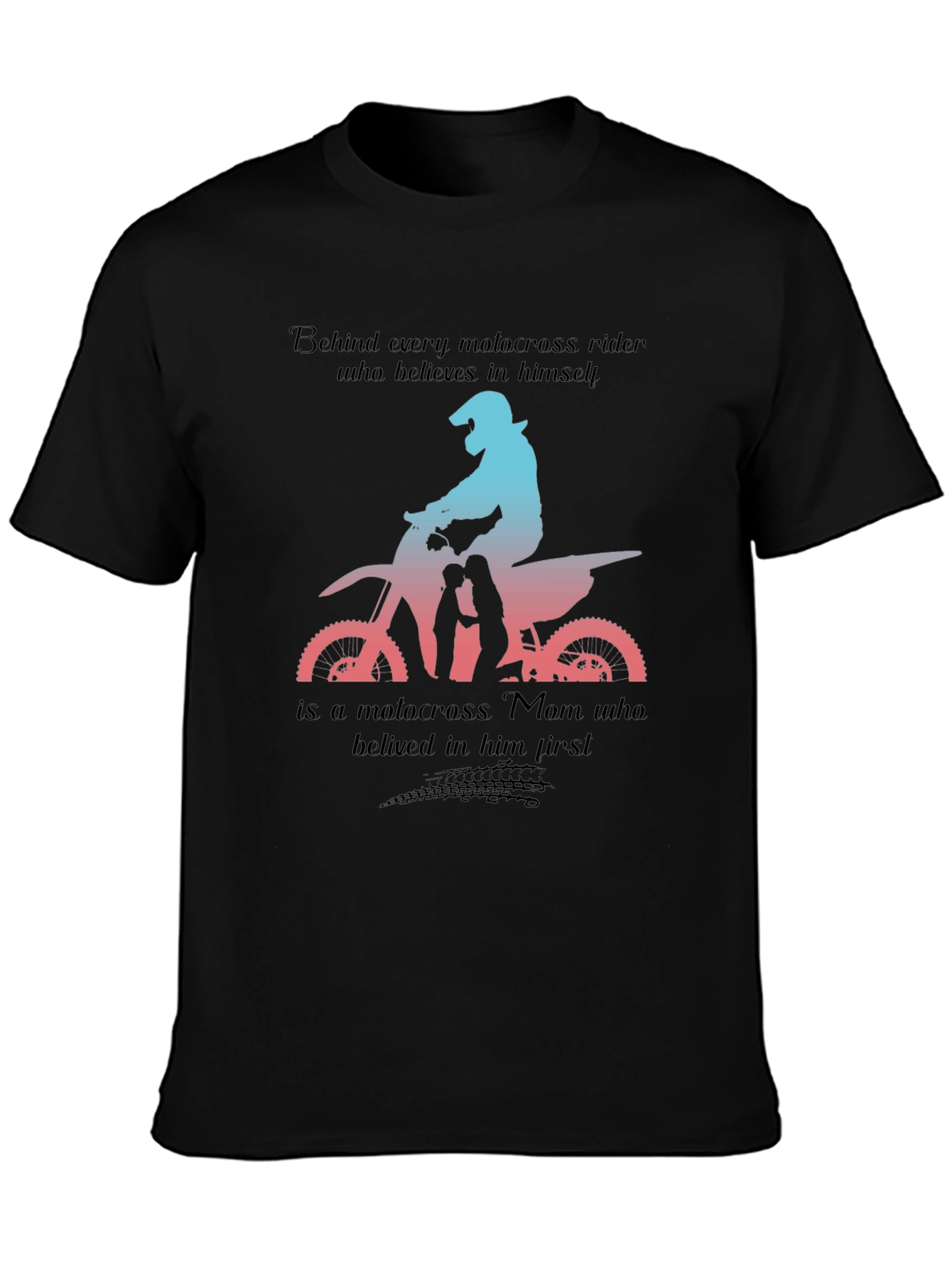 Black Motocross Mom T-Shirt: Behind Every Rider view 3