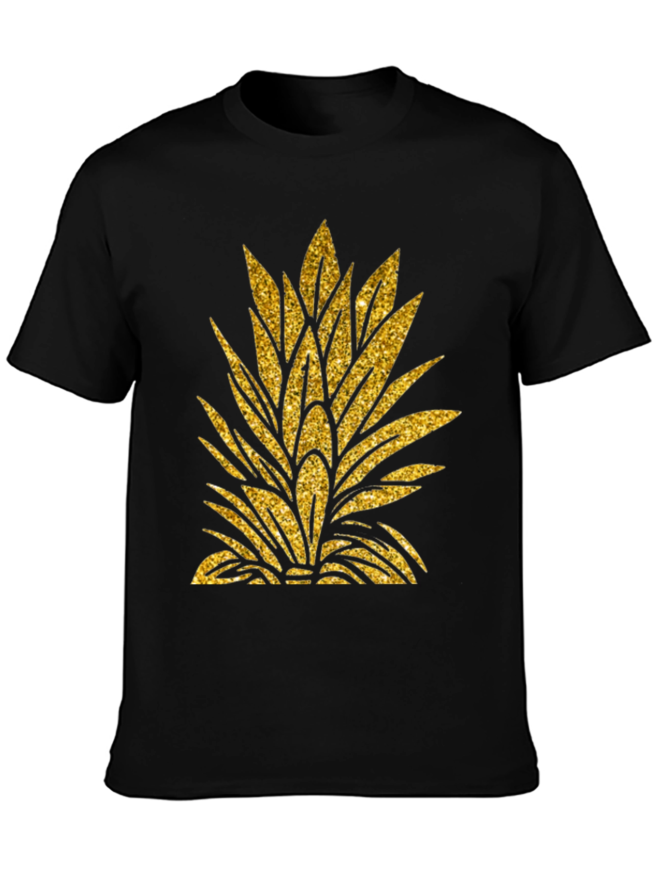 Black Gold Pineapple Leaf Graphic T-Shirt view 3