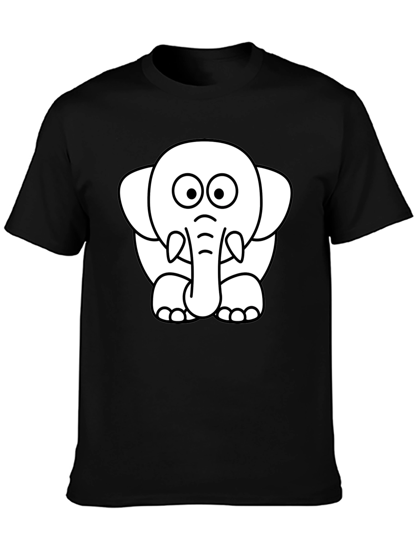 Black Cute Elephant Graphic Tee - Black Cotton T-Shirt view 3