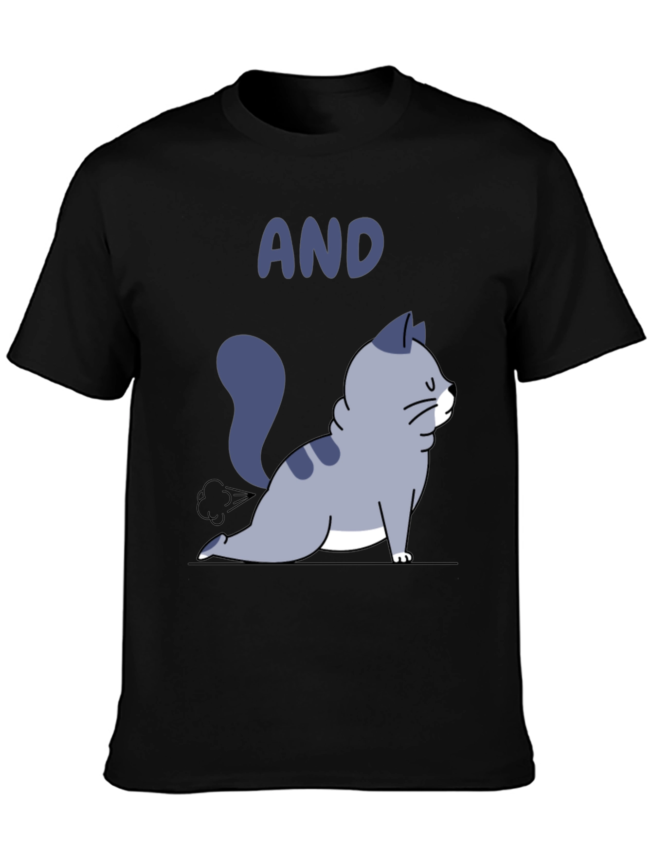 Black Farting Cat Tee - Funny Graphic T-Shirt for Cat Lovers view 3