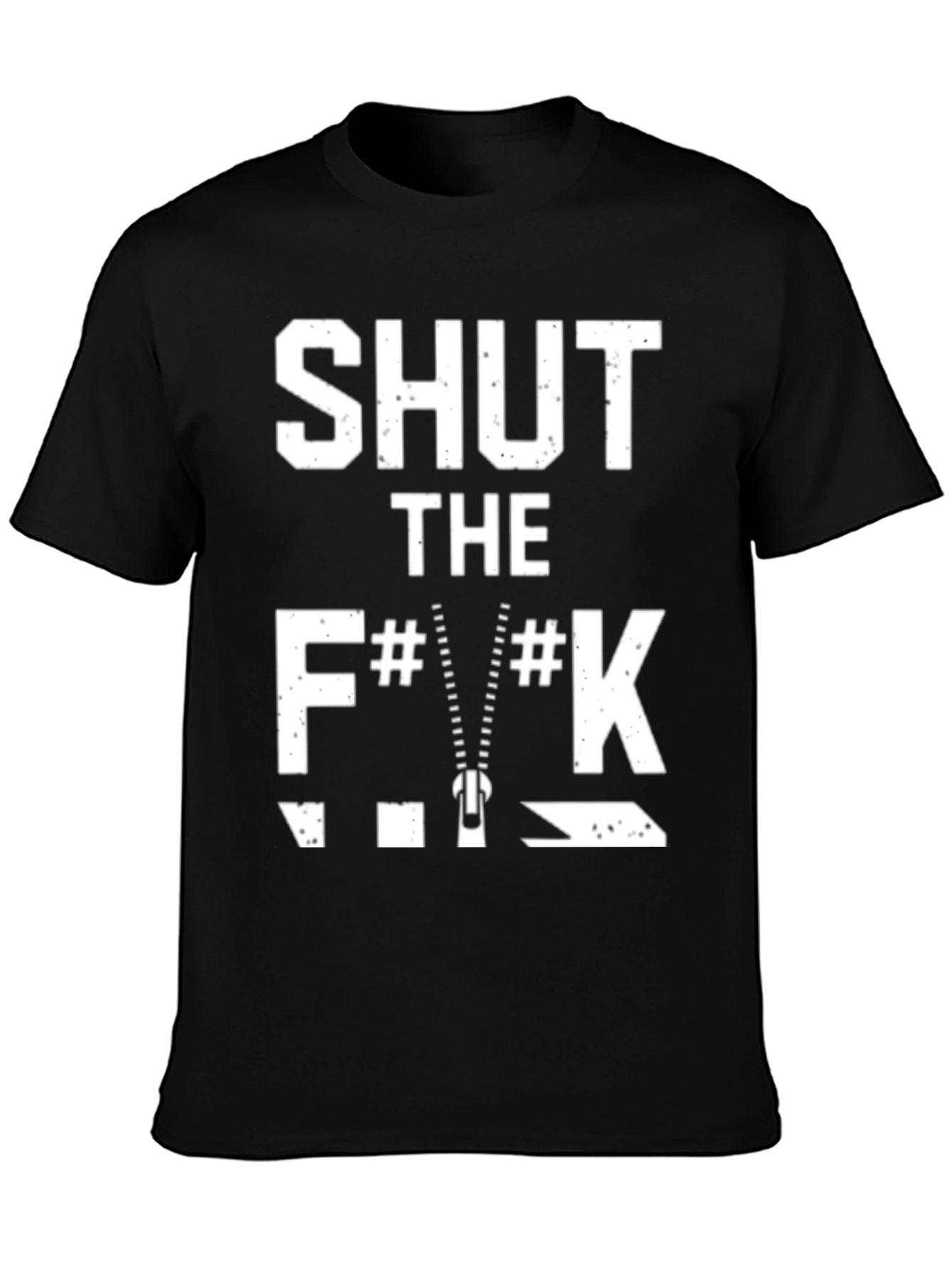 Black Shut The F**K Zipper Black T-Shirt view 3