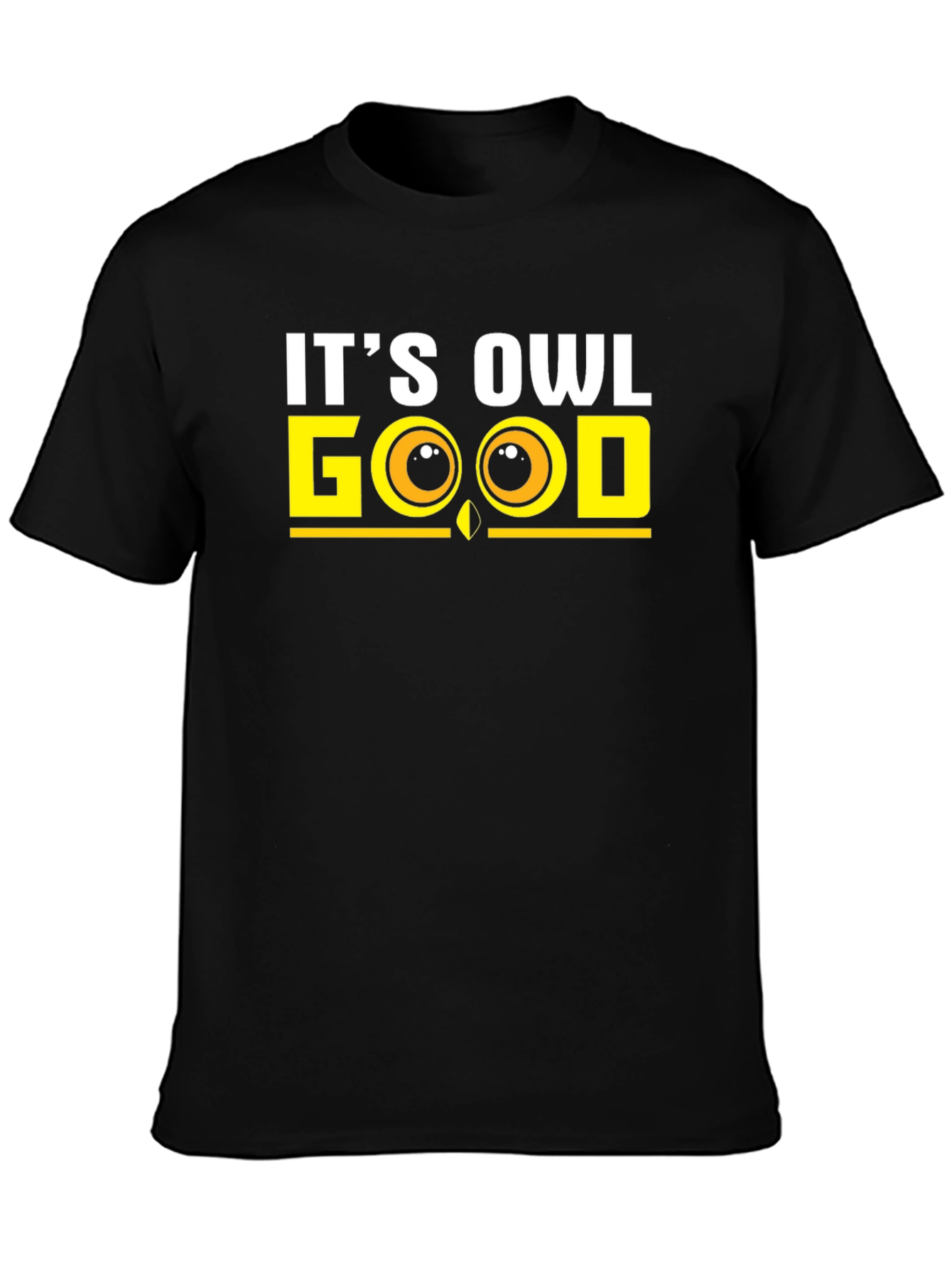 Black It's Owl Good T-Shirt, Funny Graphic Tee view 3