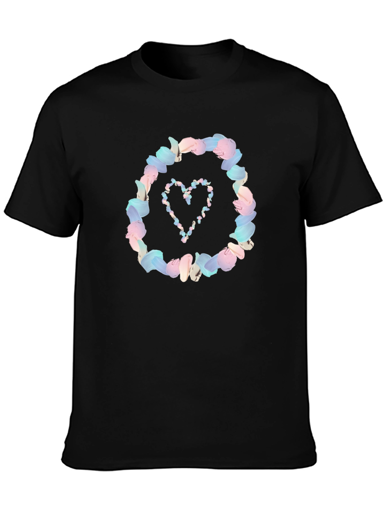 Black Floral Heart Graphic Black T-Shirt view 3