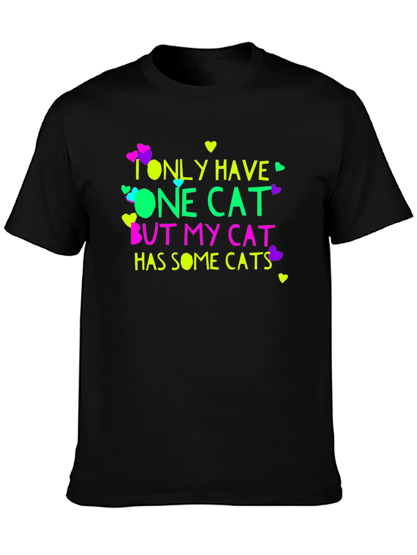 Black Funny Cat Lover T-Shirt view 3
