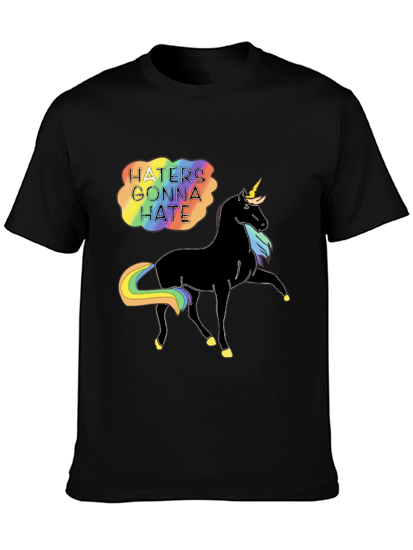Black Haters Gonna Hate Unicorn Graphic Tee - Black view 3