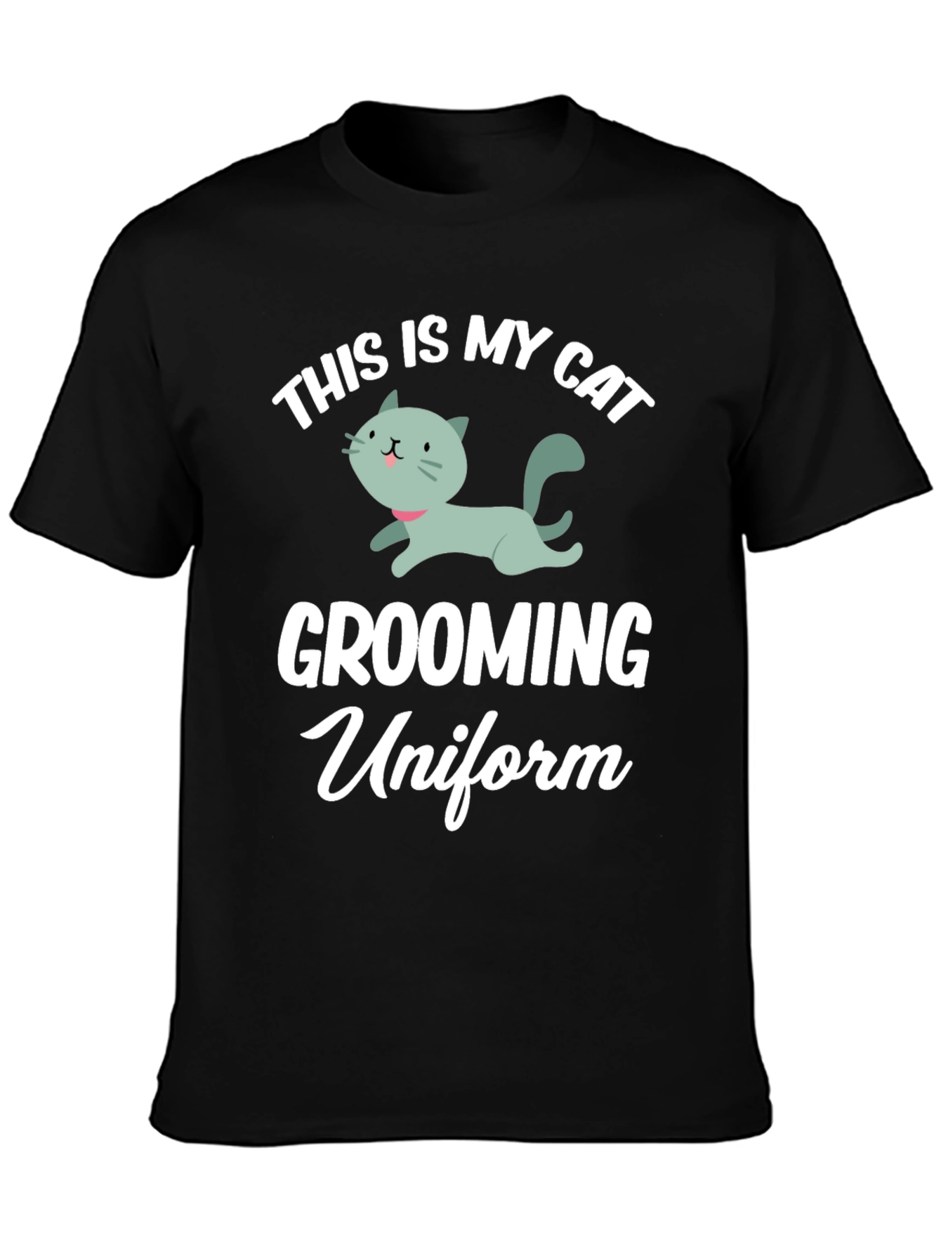 Black Cat Grooming Uniform T-Shirt - Funny Pet Lover Tee view 3
