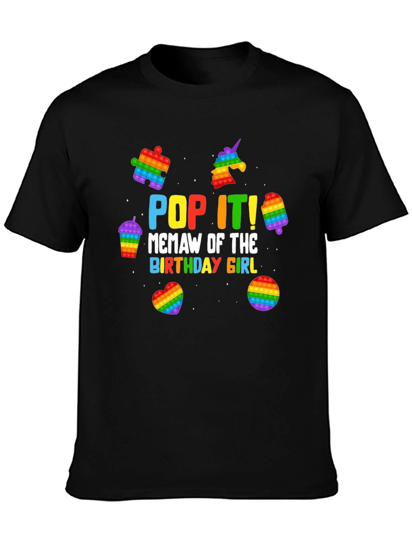 Black Pop It! Birthday Girl T-Shirt view 3
