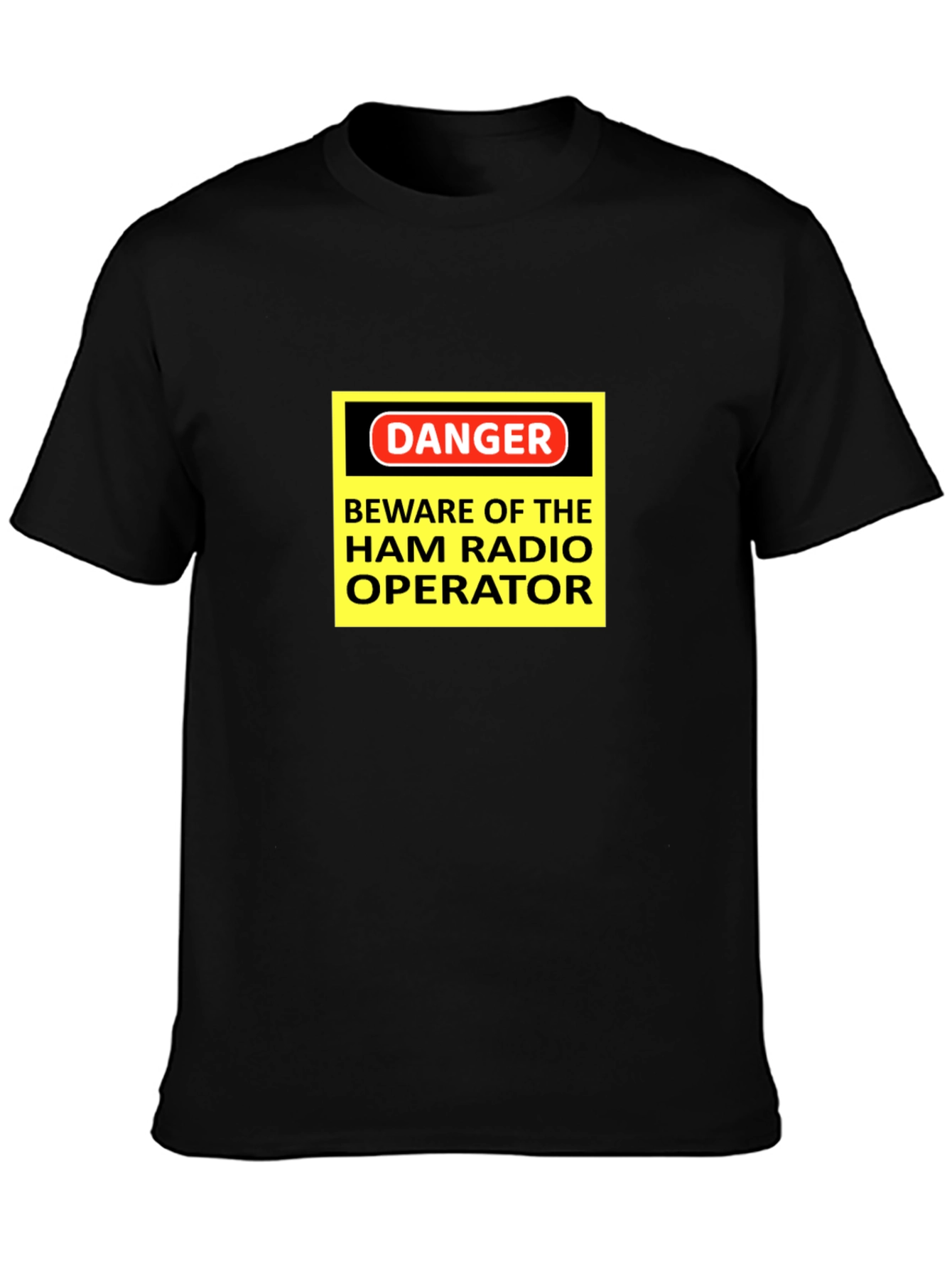 Black Danger Ham Radio Operator Black T-Shirt view 3
