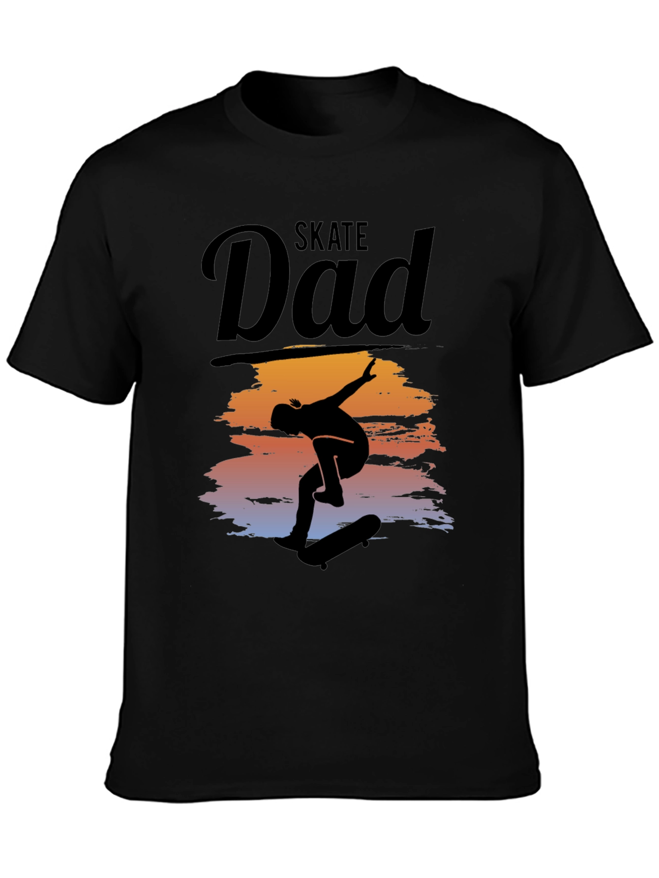 Black Skate Dad T-Shirt Cool Silhouette Graphic Tee view 3