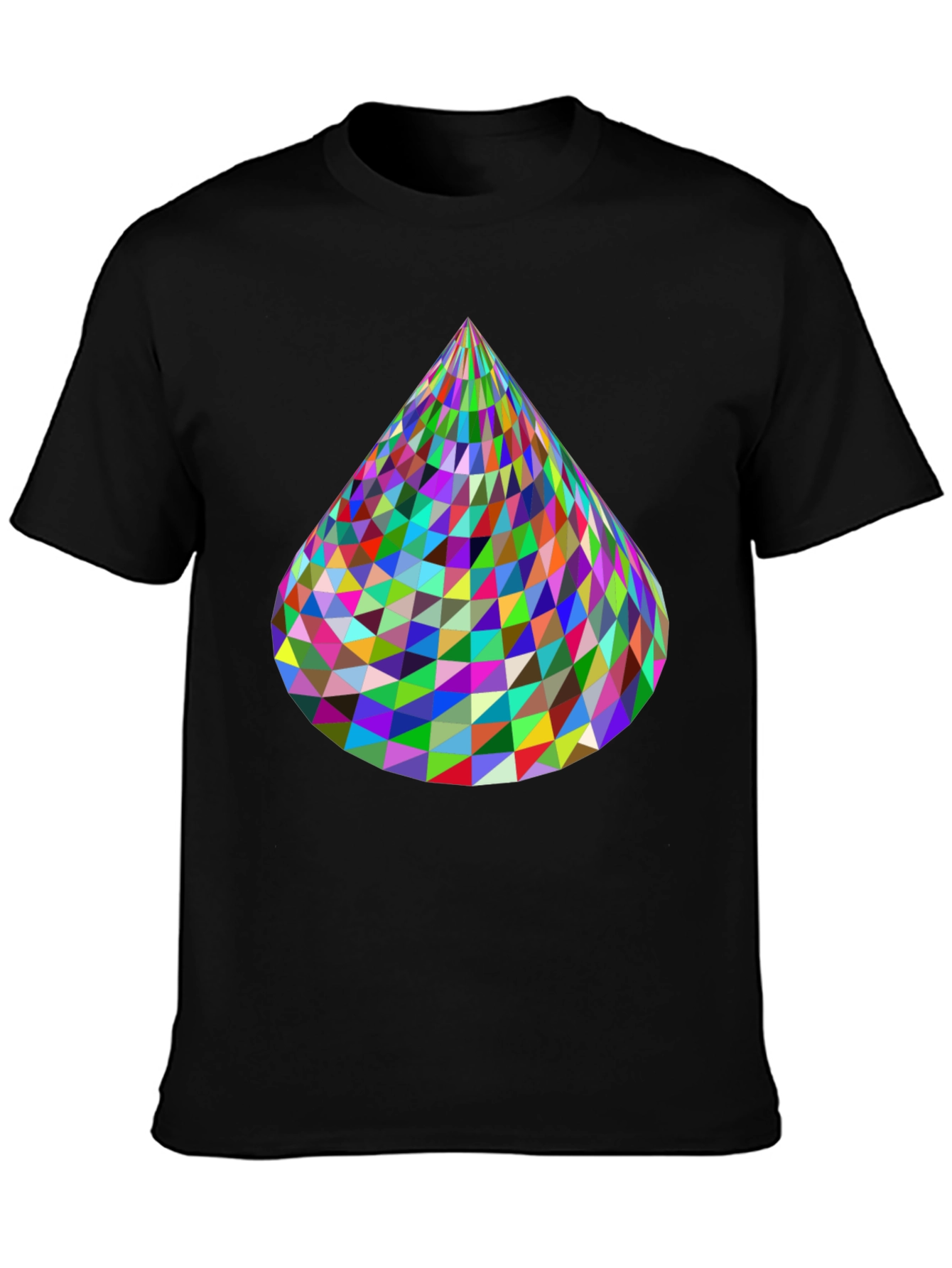 Black Geometric Cone T-Shirt - Vibrant & Modern Design view 3