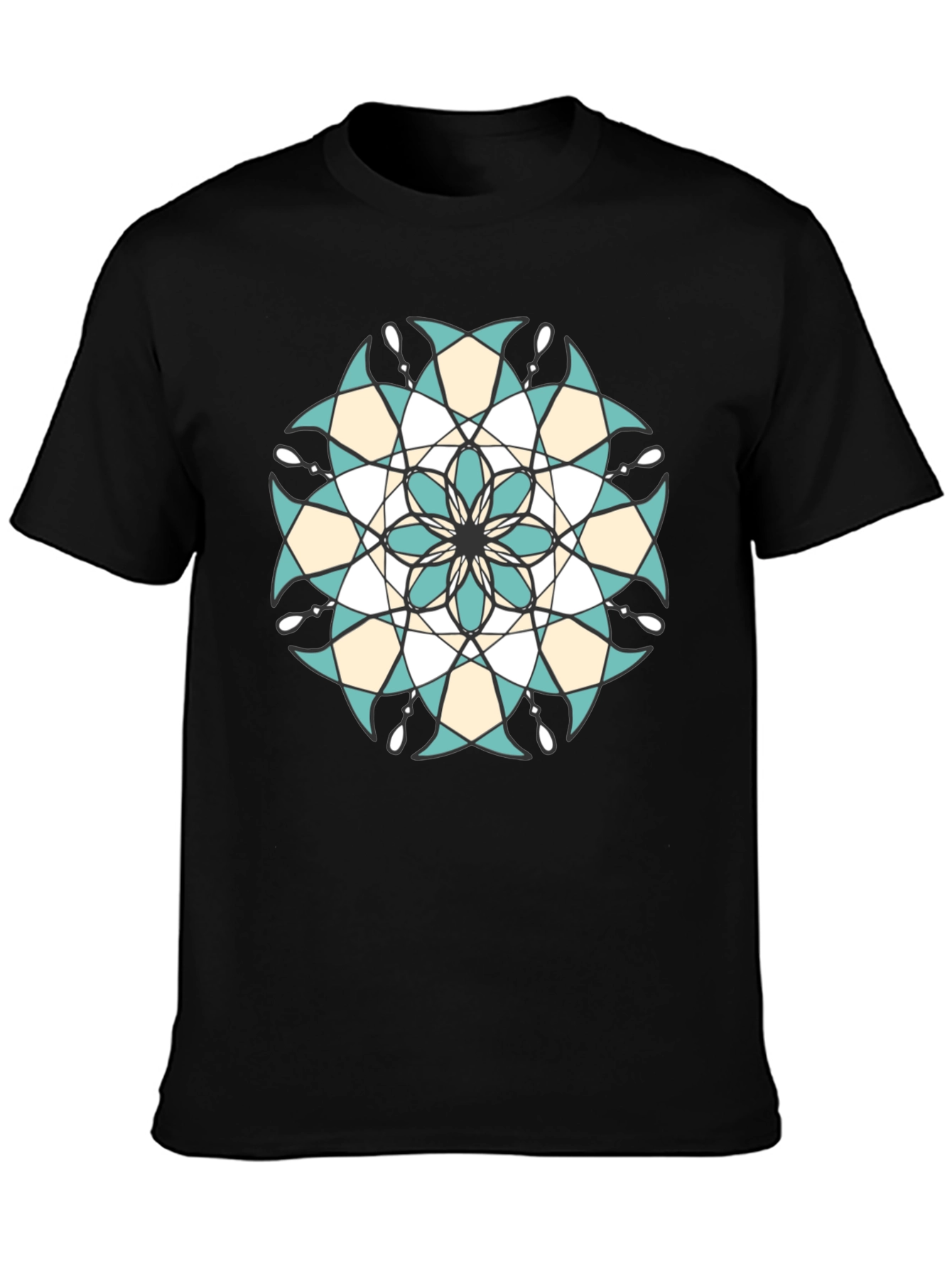 Black Geometric Mandala Graphic Tee - Black view 3