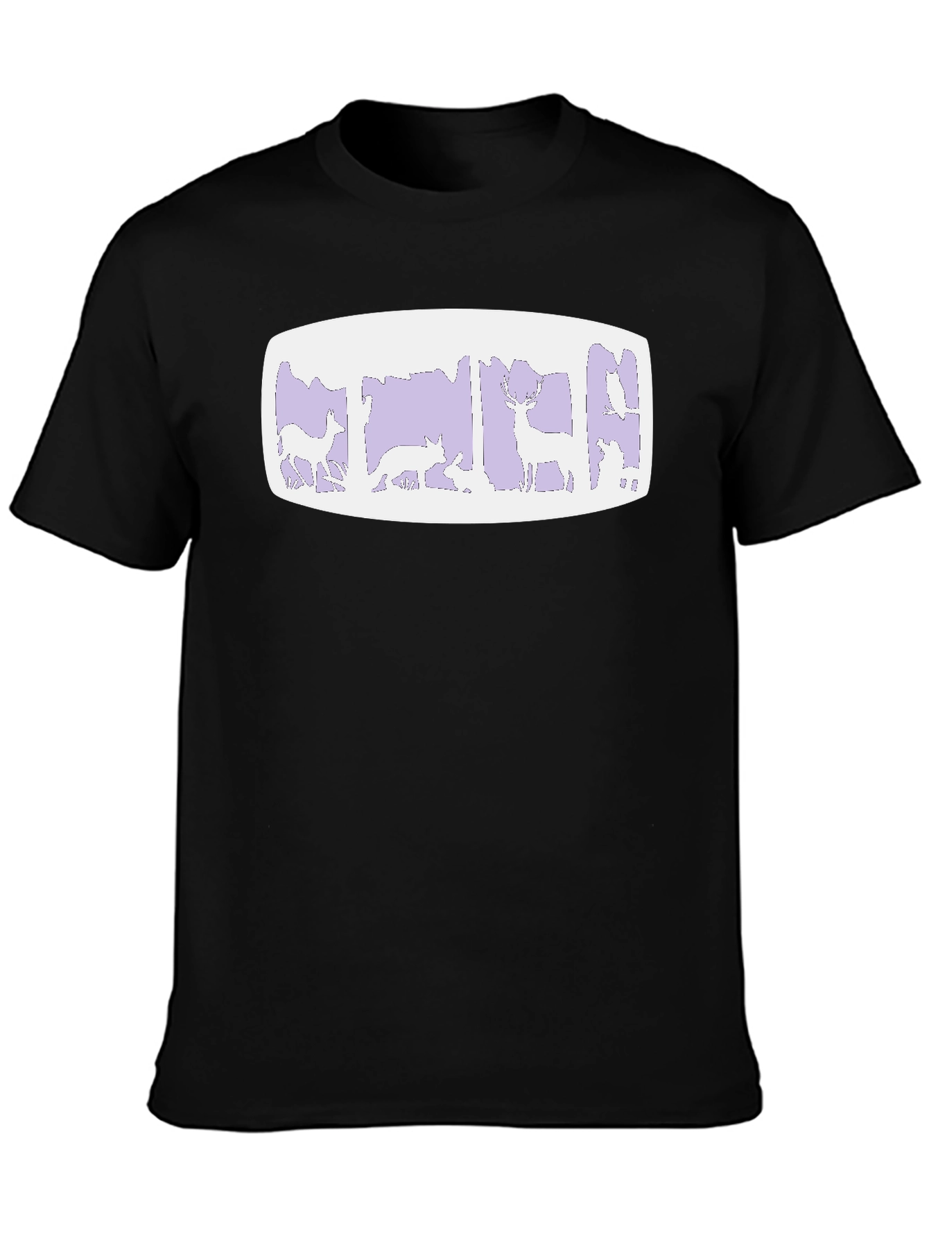 Black Nature Scene Graphic Tee - Black Cotton Blend Shirt view 3