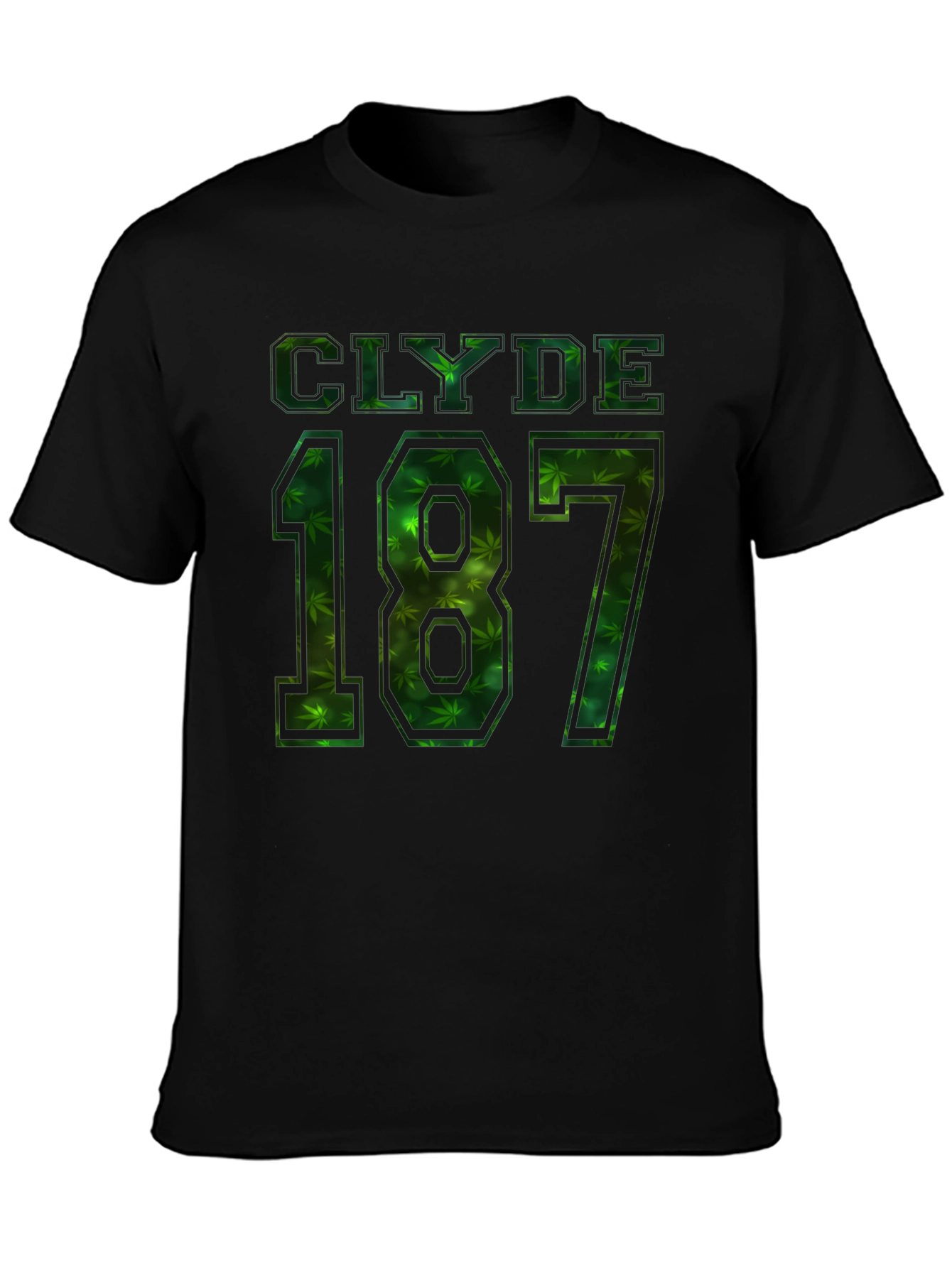 Black Clyde 187 Graphic T-Shirt - Weed Leaf Design view 3