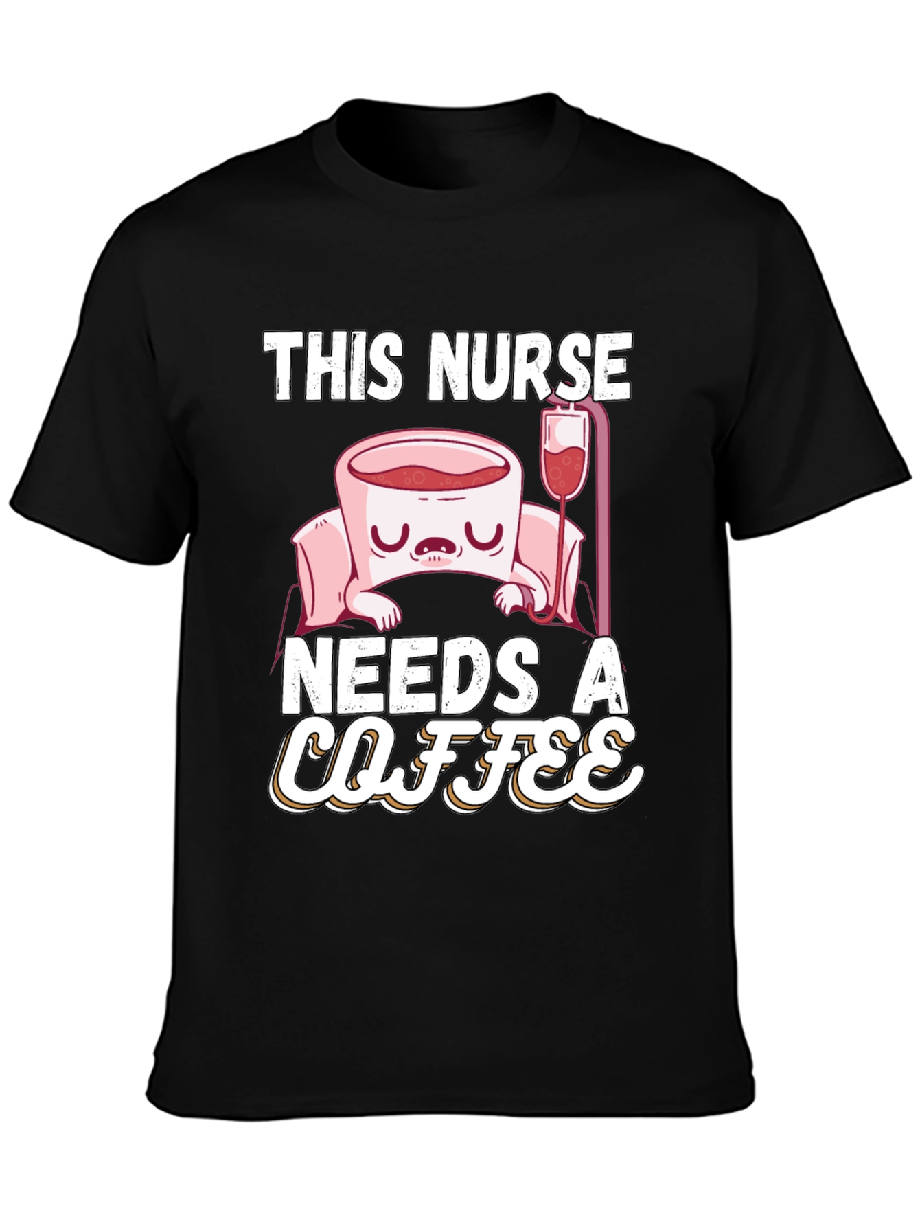Black Funny Nurse Needs Coffee T-Shirt view 3