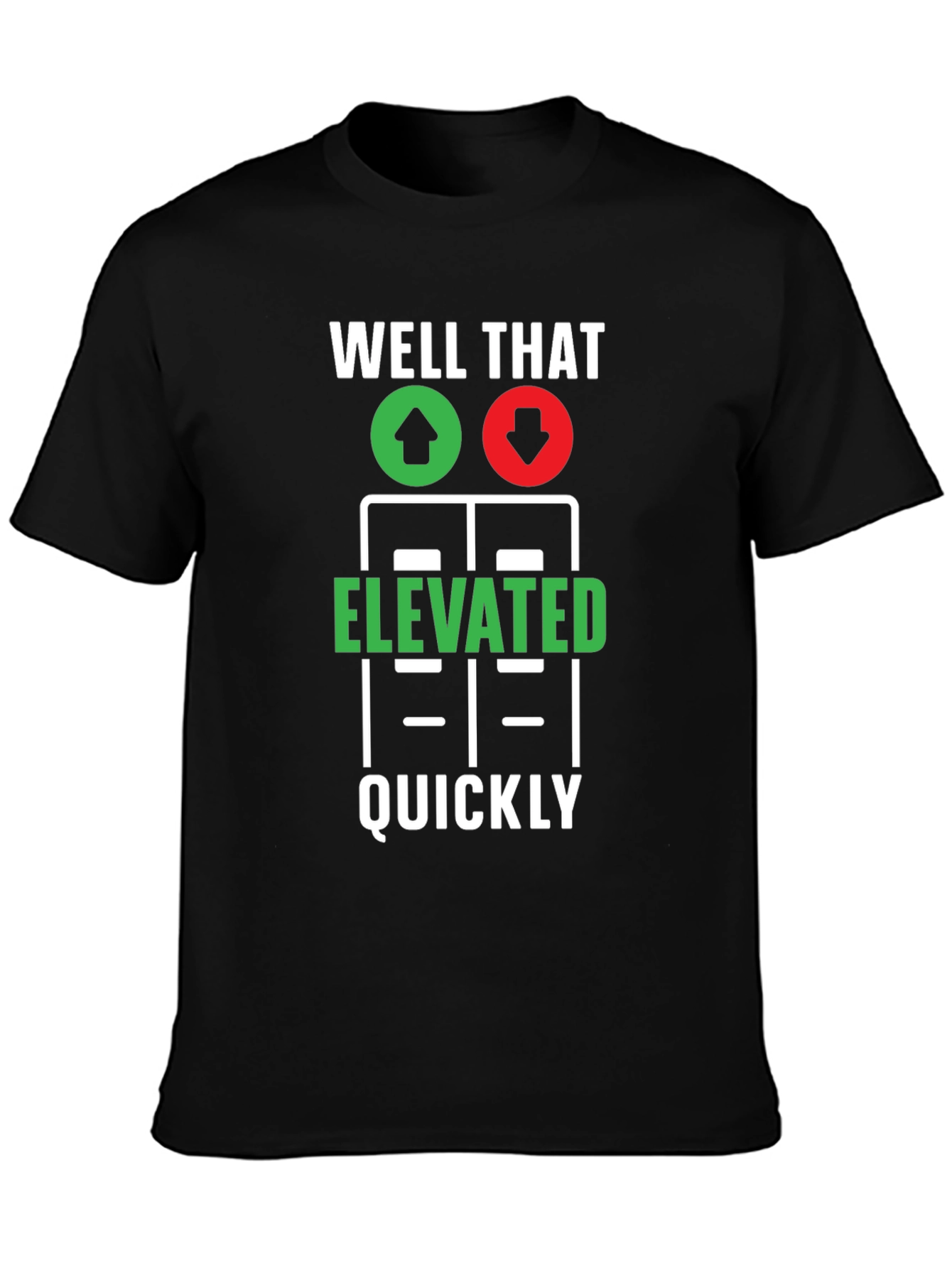 Black Elevated Quickly T-Shirt - Funny Stock Market Tee view 3