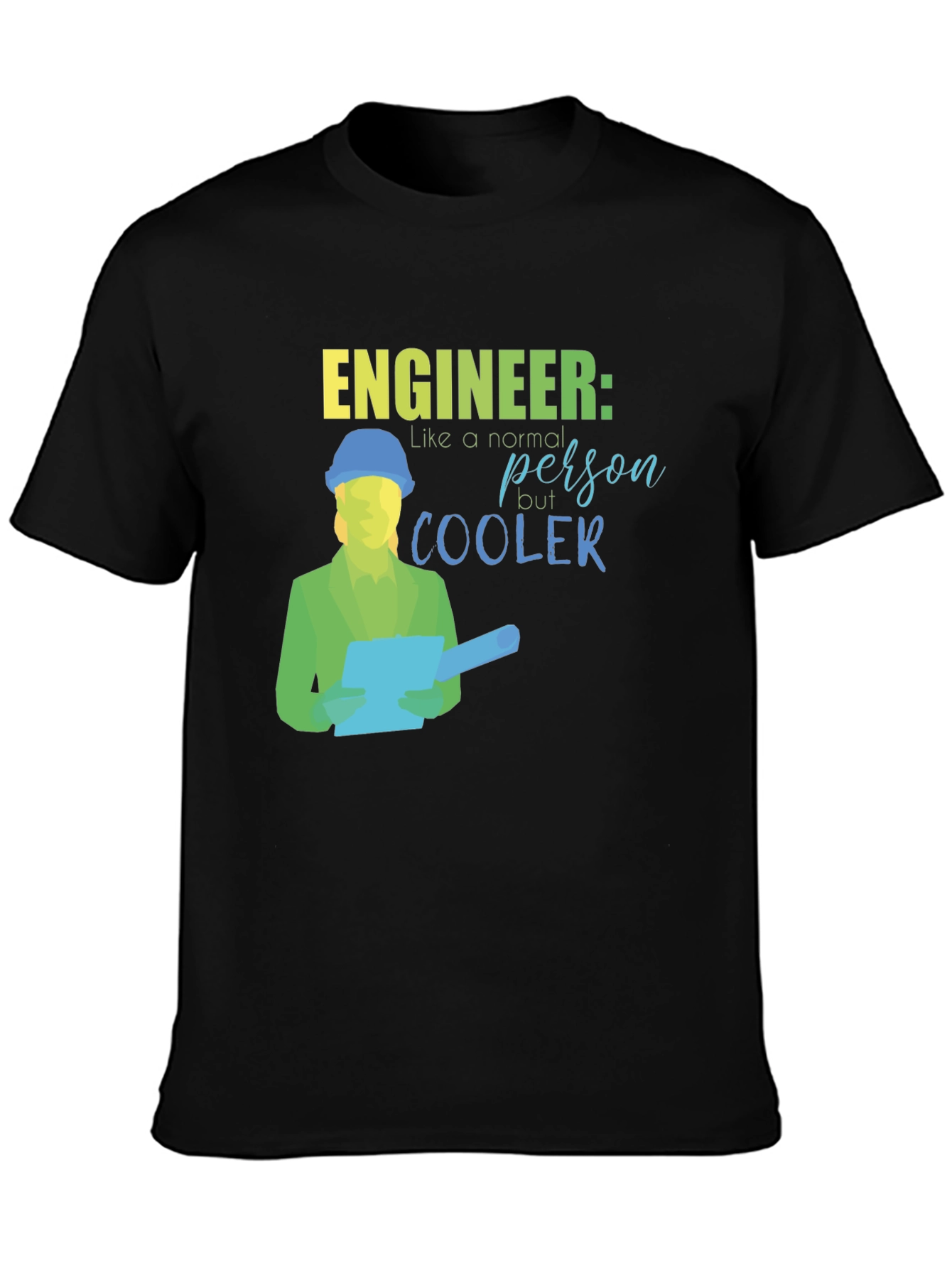 Black Engineer Cooler Black T-Shirt view 3