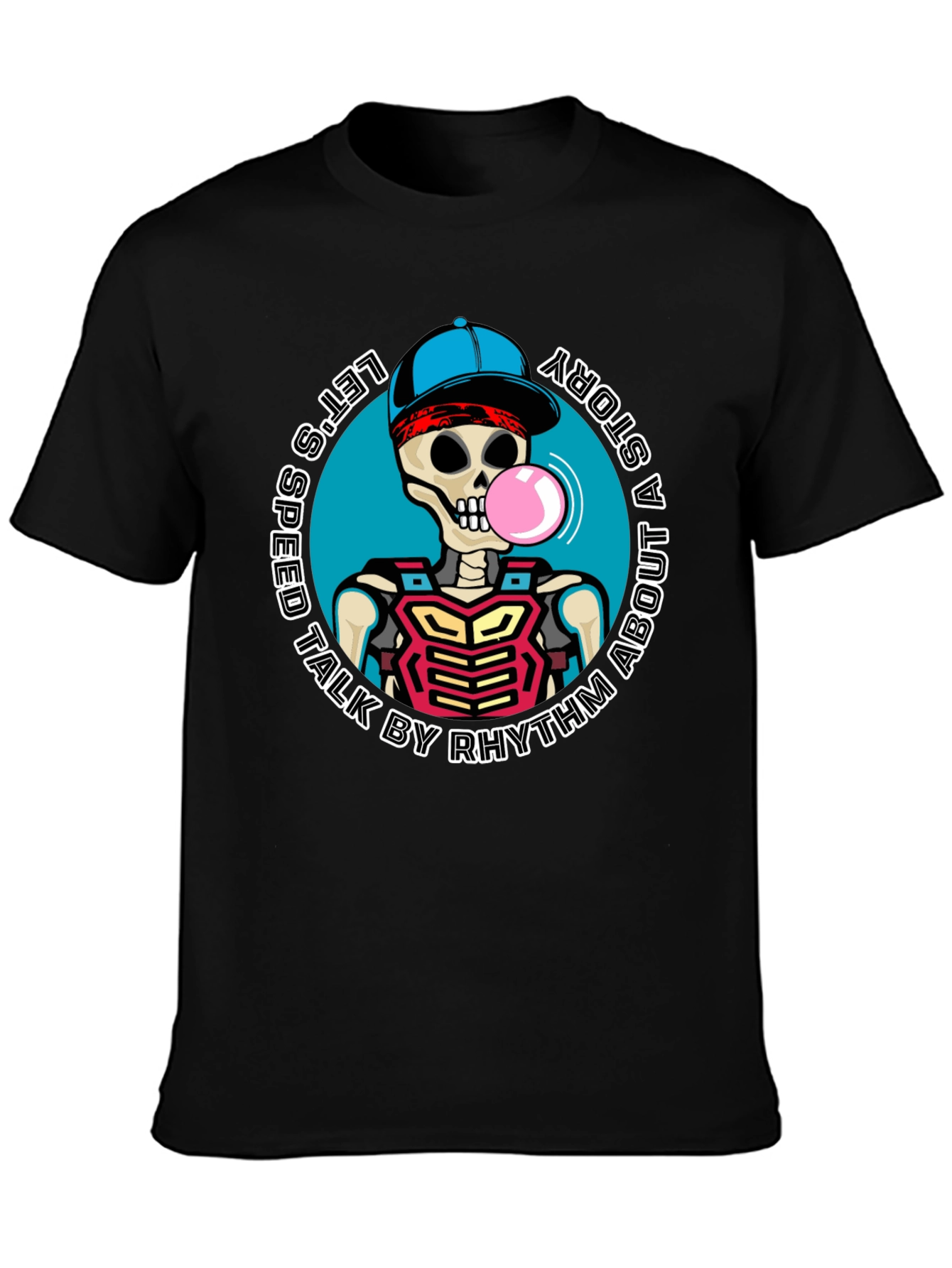 Black Let's Speed Talk by Rhythm Skeleton T-Shirt view 3