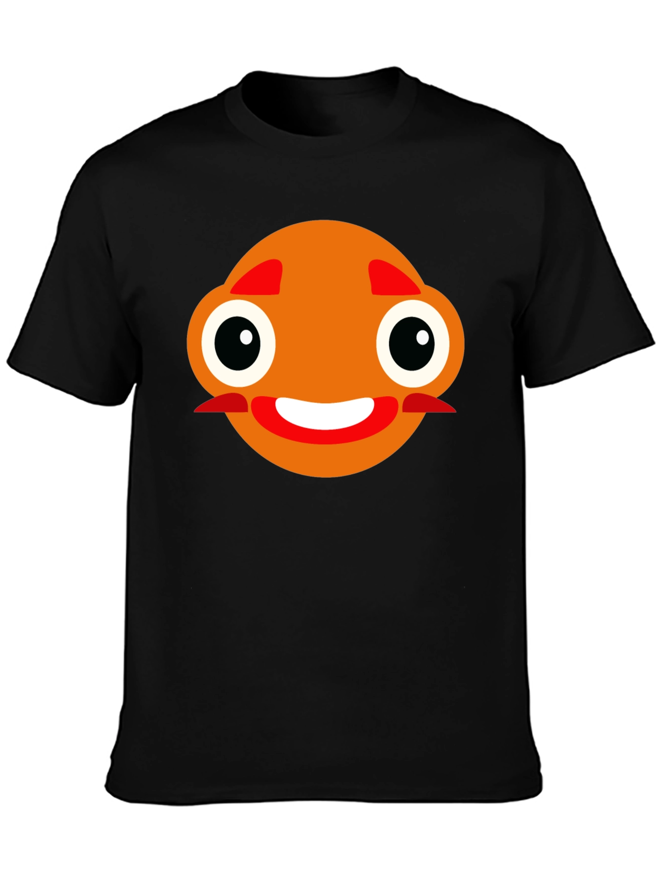 Black Funny Orange Face Black T-Shirt view 3