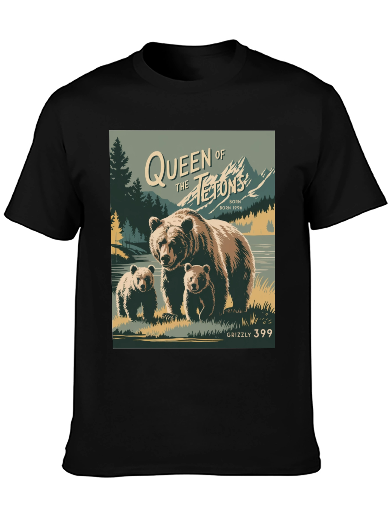 Black Queen of the Tetons Grizzly Bear T-Shirt view 3