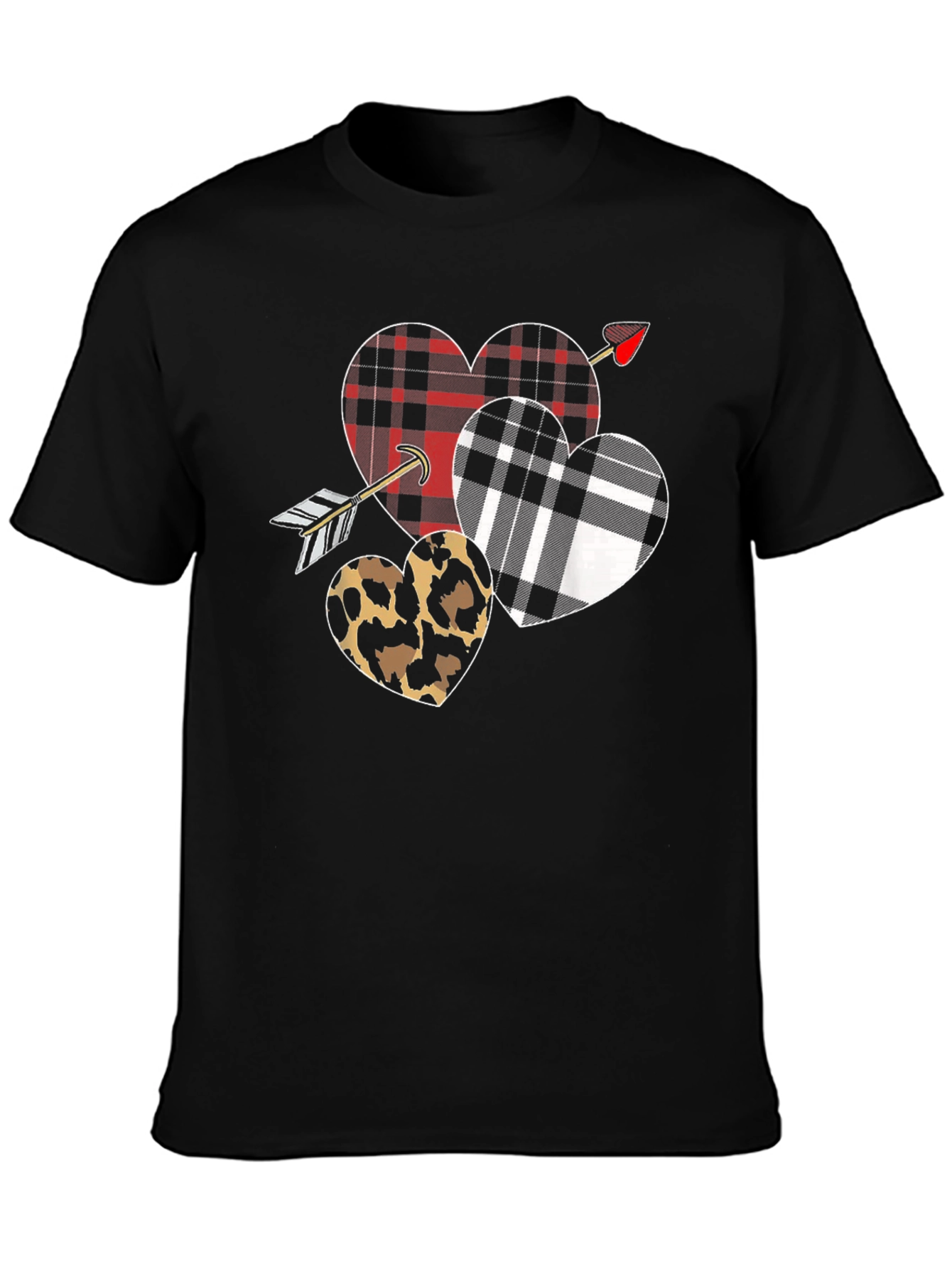 Black Heart Arrow T-Shirt Valentine's Day Black Graphic Tee view 3