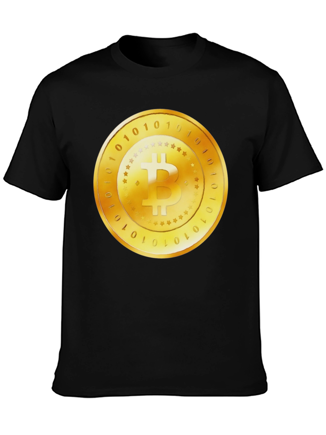 Black Bitcoin Gold Coin Graphic Black T-Shirt view 3